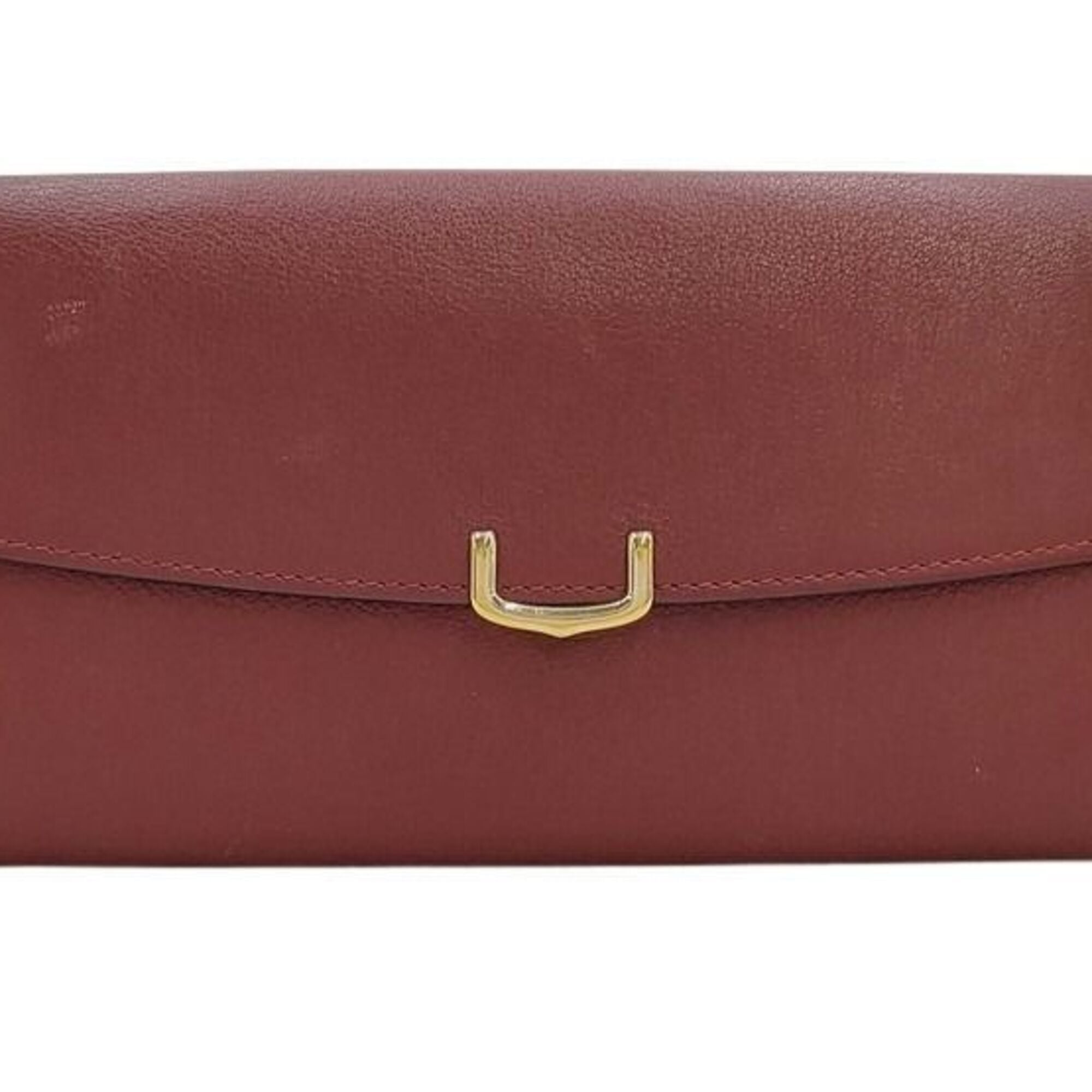 Cartier Bordeaux Leather Long Wallet (Tri-Fold) (Pre-Owned)