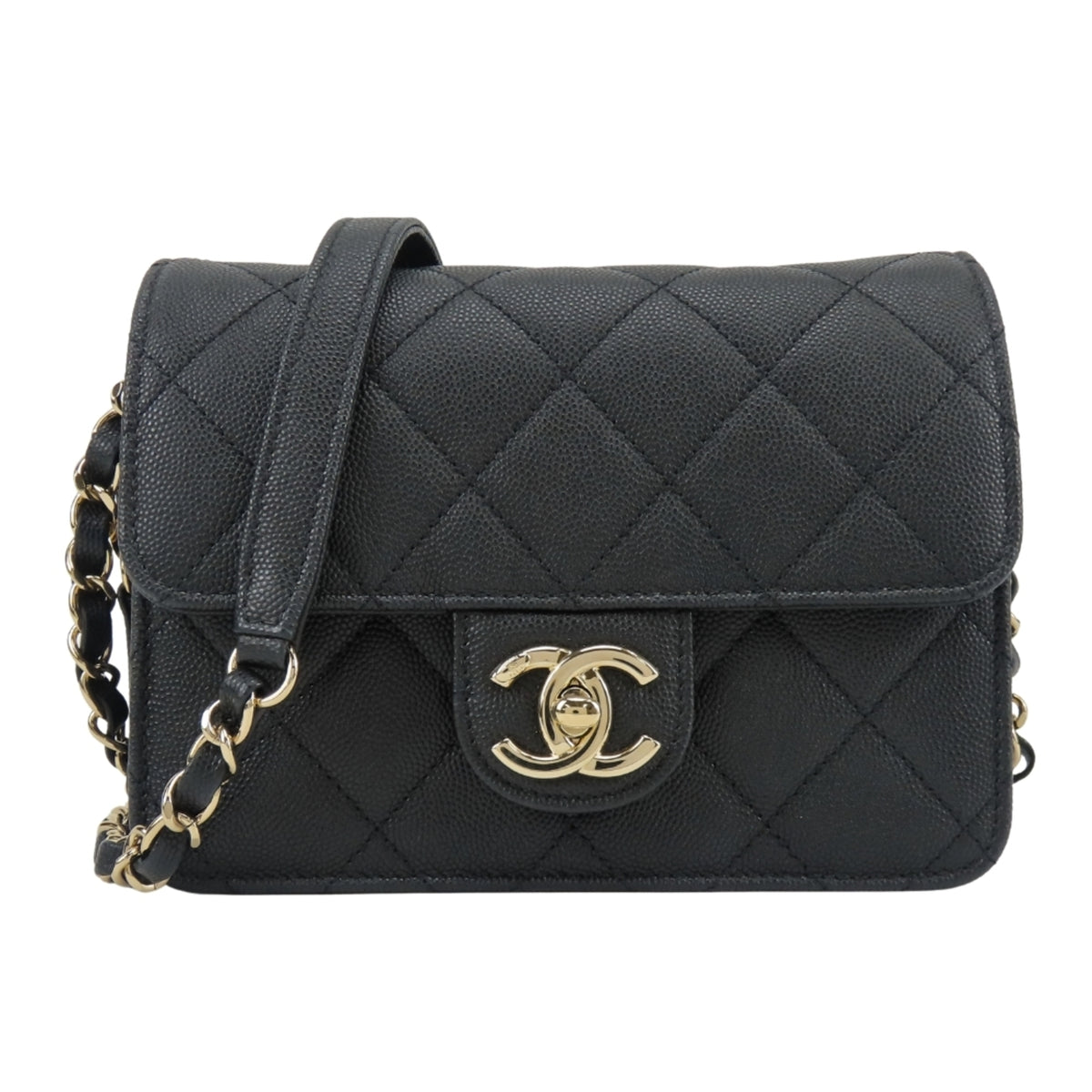 Chanel Black Grained Calfskin Shoulder Bag (Pre-Owned)