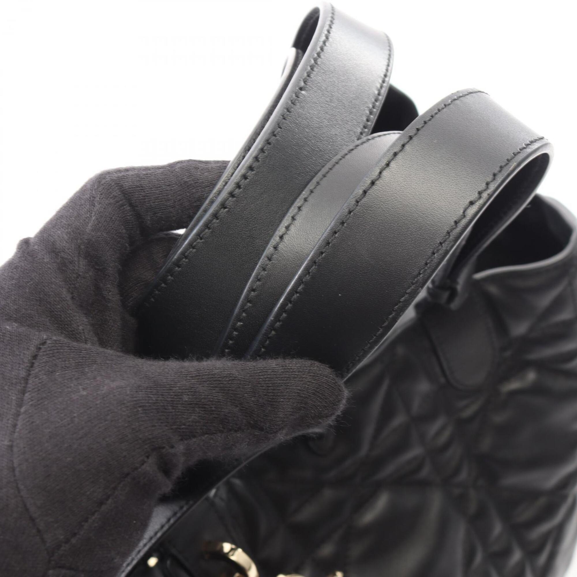 Christian Dior Black Leather Handbag Pouch Tote Bag (Pre-Owned)