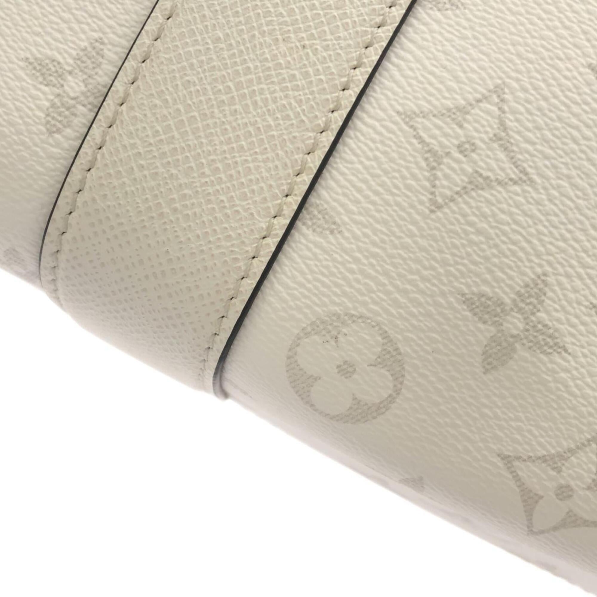 Louis Vuitton White Leather Coated Canvas Handbag Tote Bag (Pre-Owned)