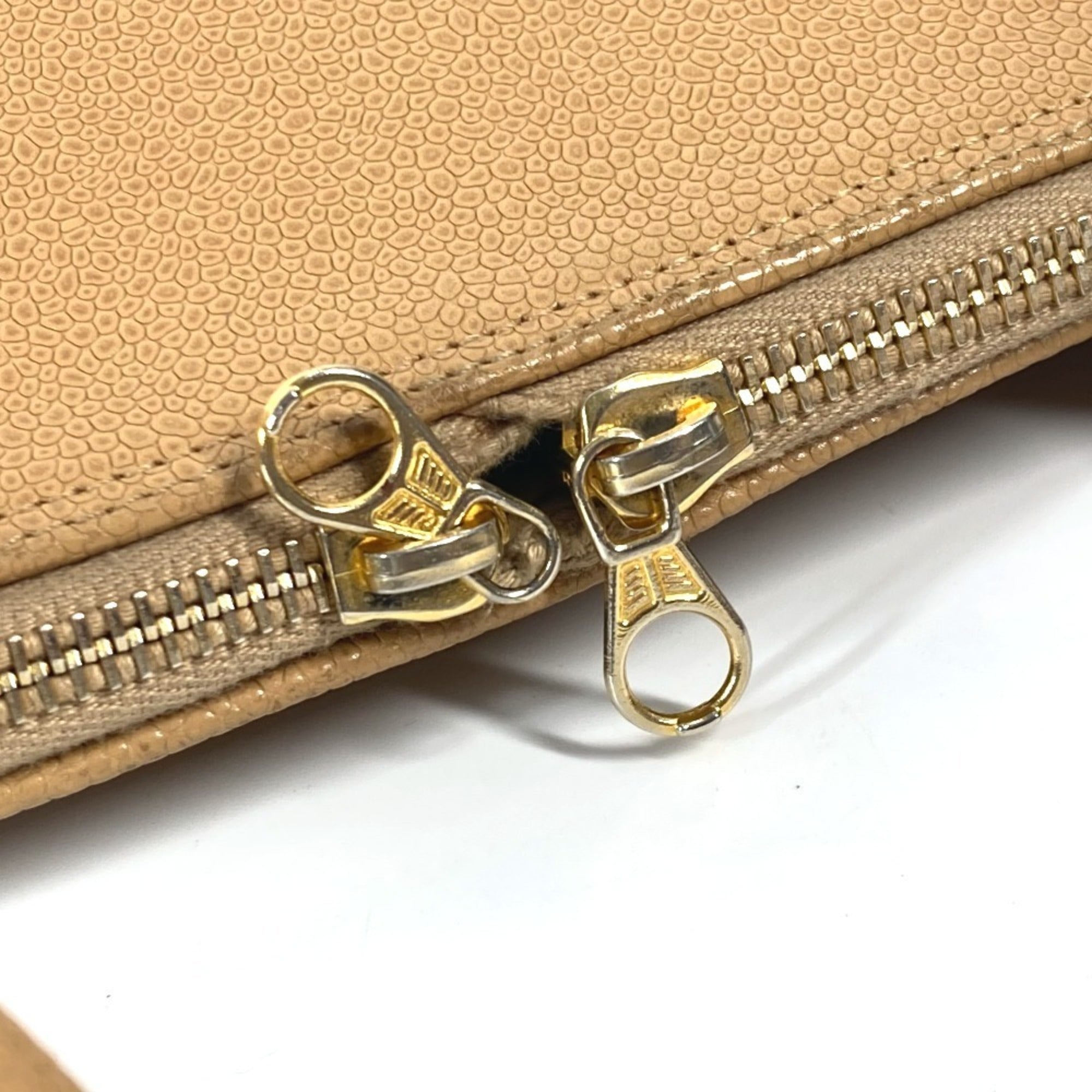 Chanel Beige Grained Calfskin Shoulder Bag Tote Bag (Pre-Owned)