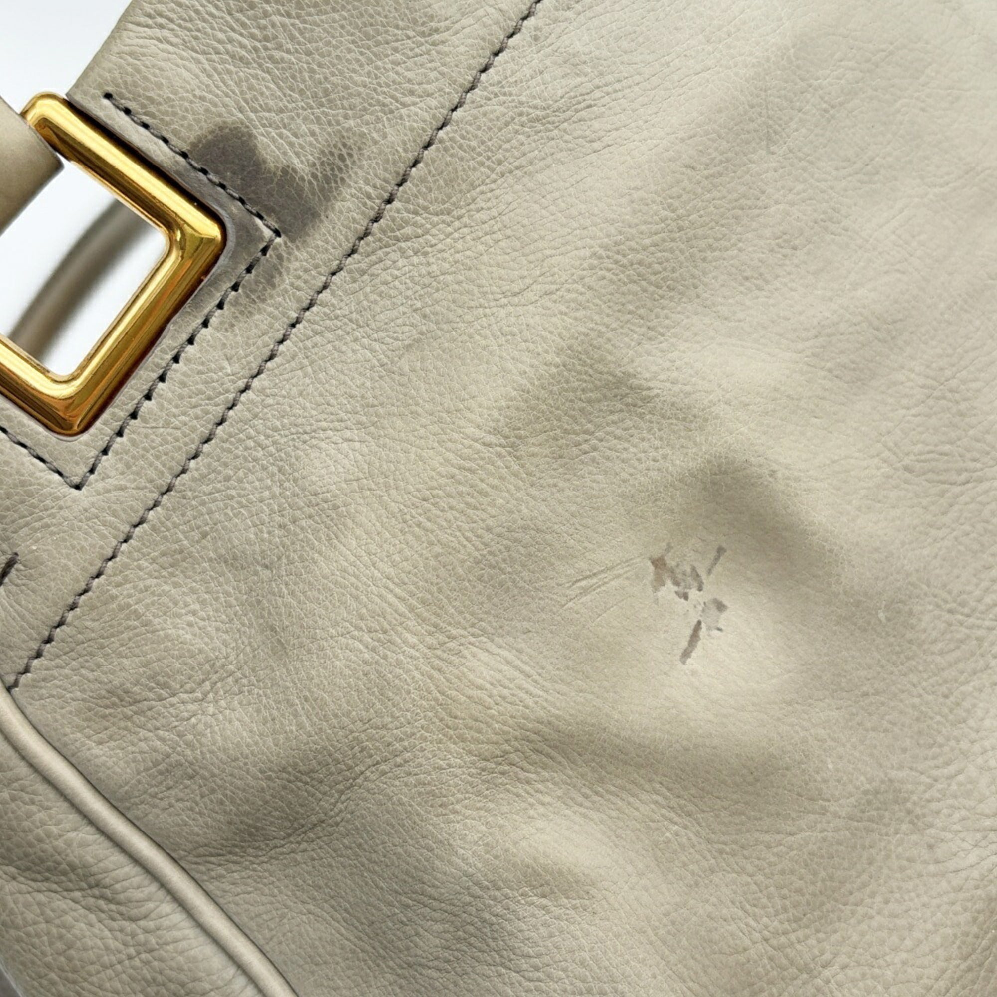 Prada Grayish Leather Handbag Shoulder Bag (Pre-Owned)
