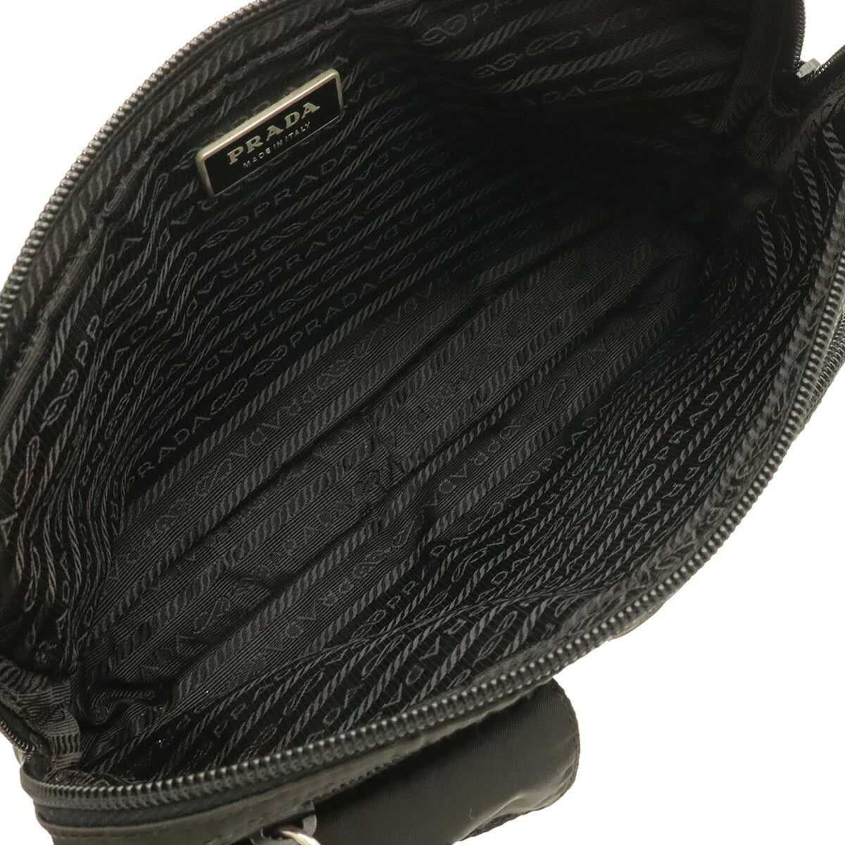 Prada Black Nero Nylon Leather Fanny Pack Pouch Sling Bag (Pre-Owned)