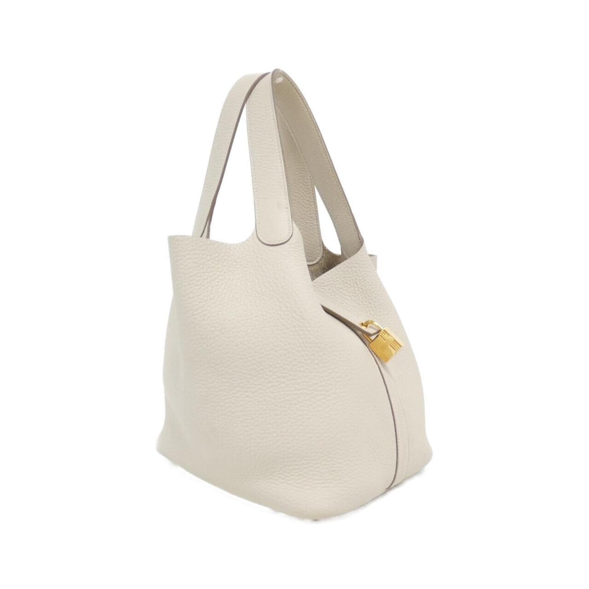 Hermes White Taurillon Clemence Leather Handbag (Pre-Owned)