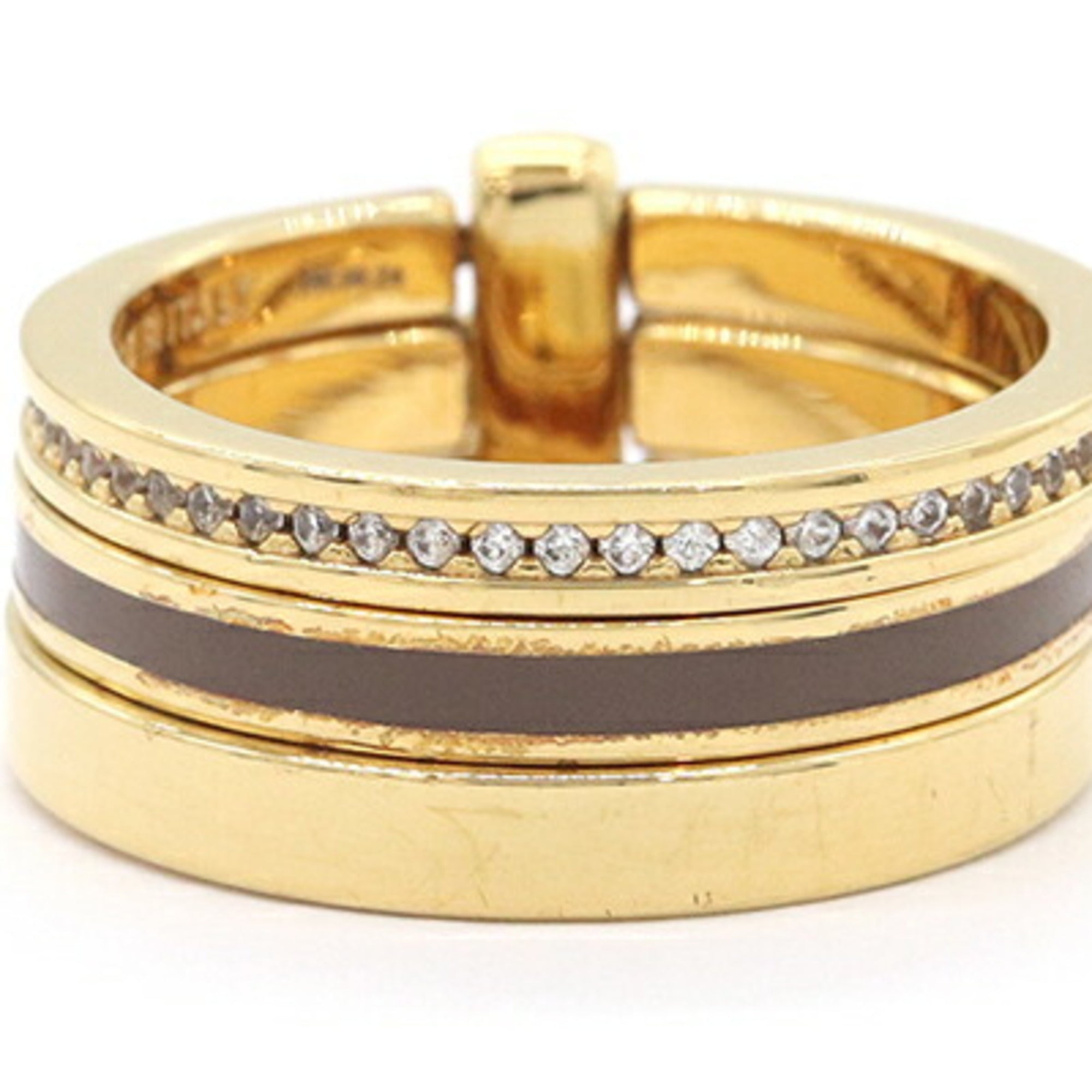 Fendi Gold Dark Brown Metal Band Ring (Pre-Owned)