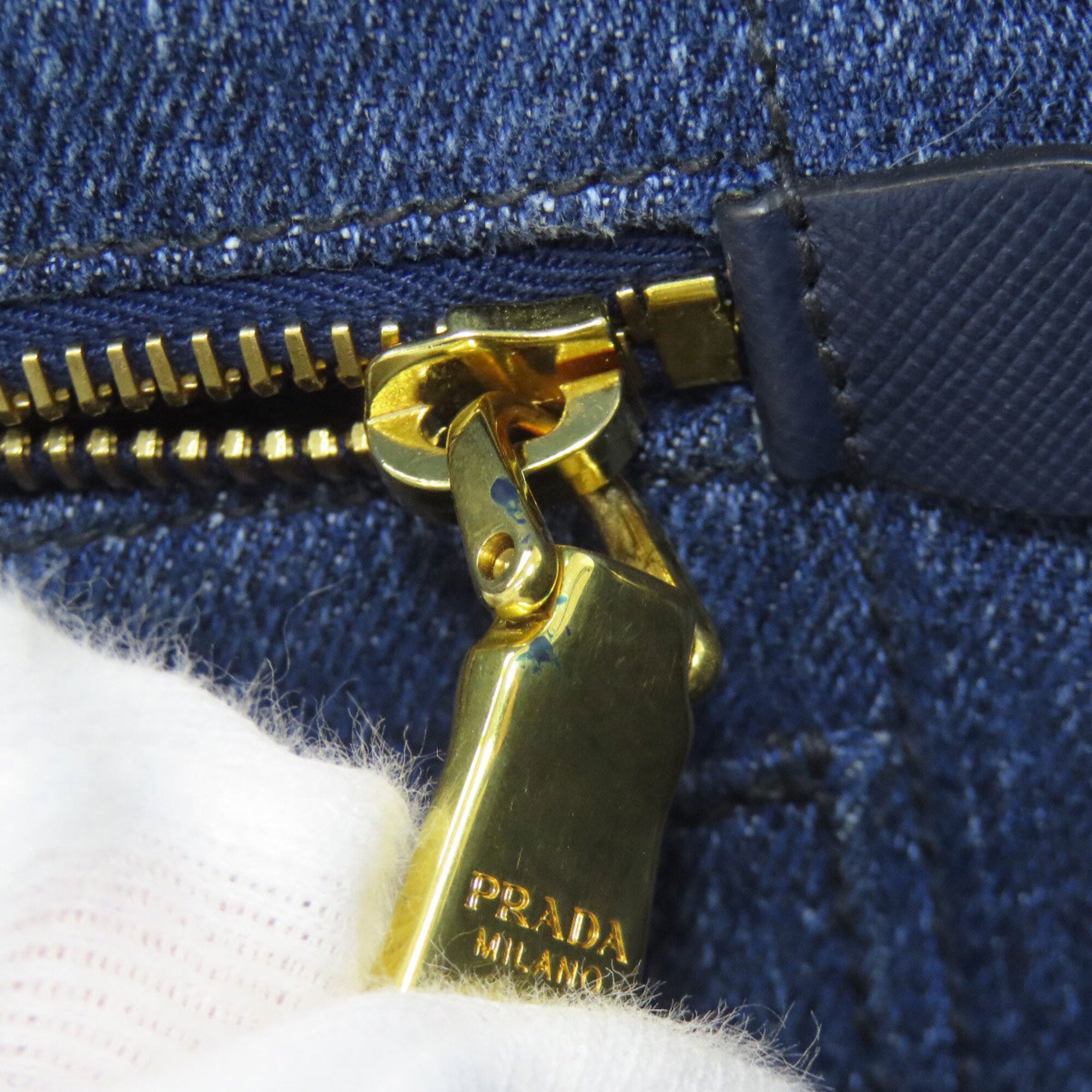 Prada Canapa Blue Denim Handbag (Pre-Owned)