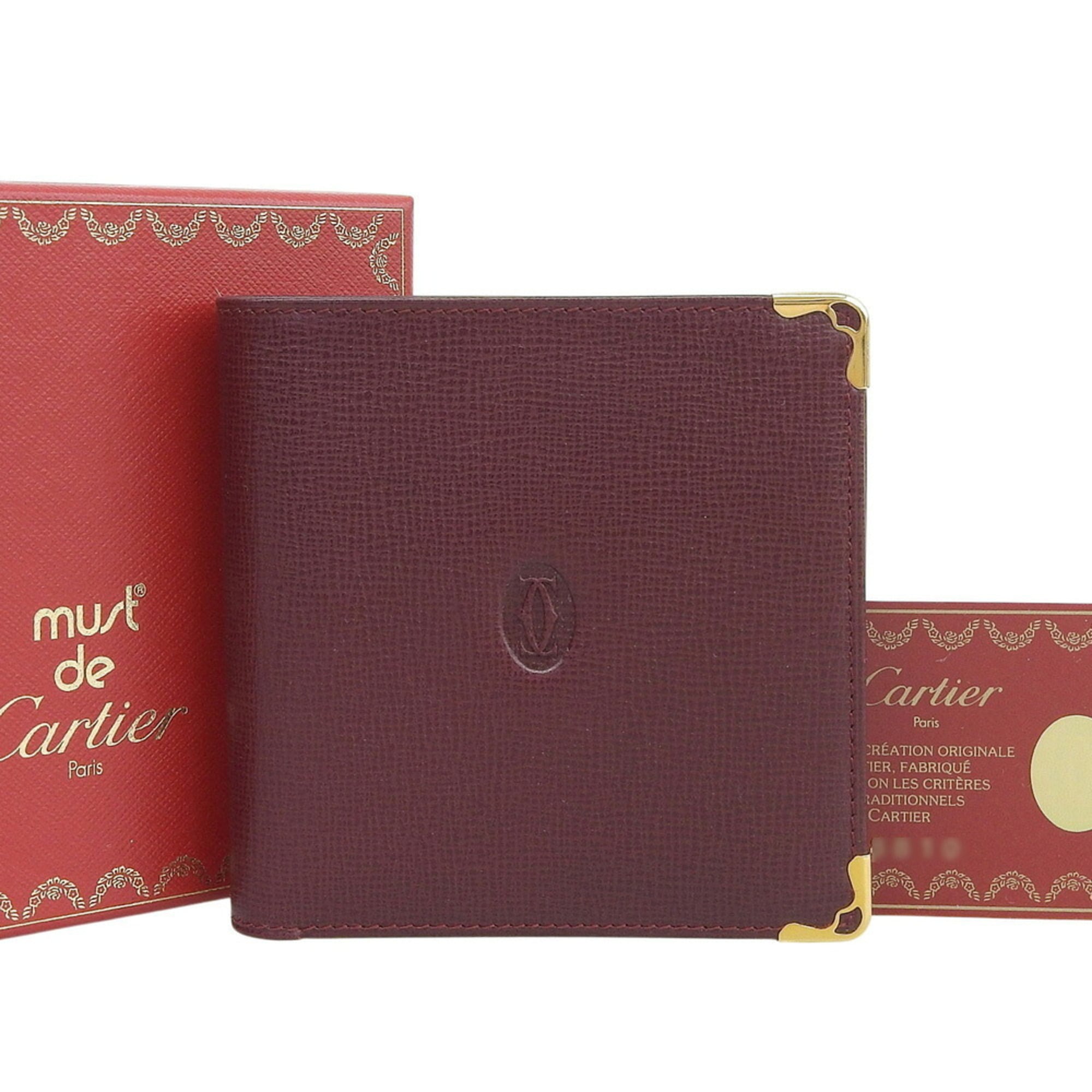Cartier Bordeaux Leather Wallet (Bi-Fold) (Pre-Owned)