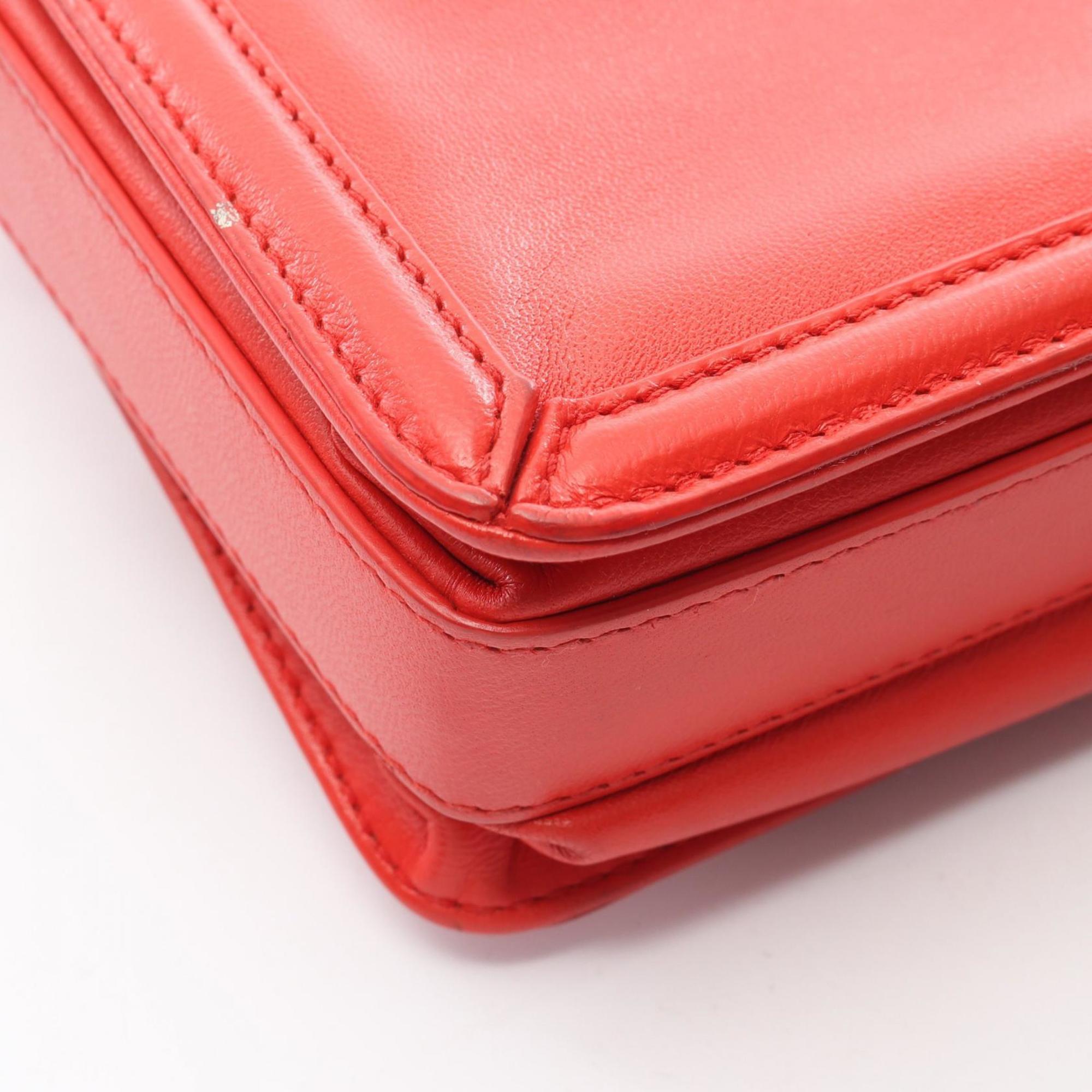 Bottega Veneta Red Color Leather Shoulder Bag (Pre-Owned)