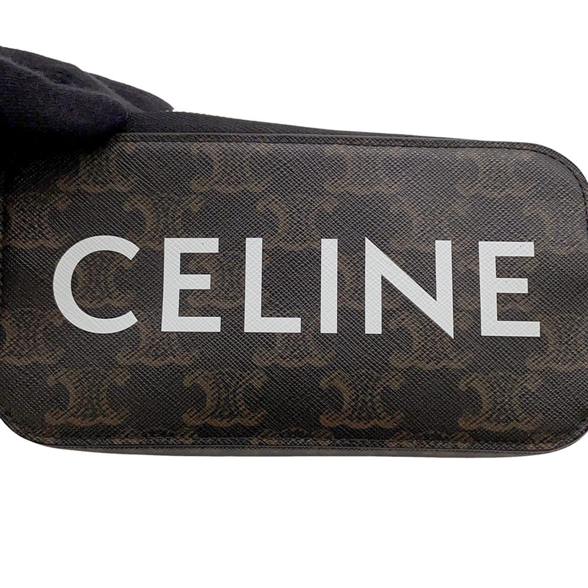Celine Brown Dark Brown Pvc Leather Handbag Pouch Shoulder Bag (Pre-Owned)