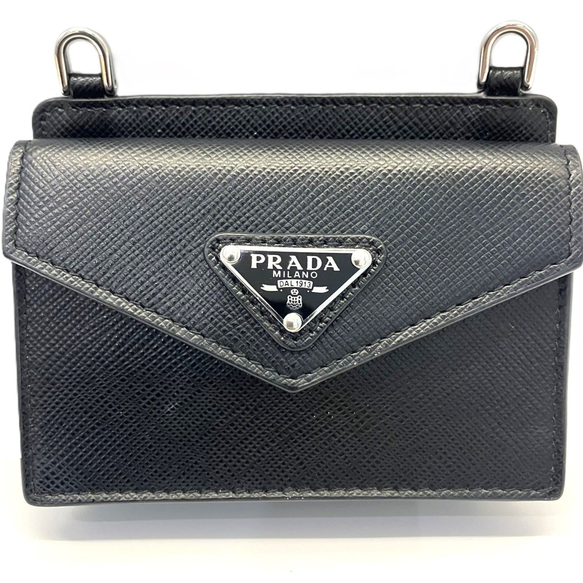 Prada Black Saffiano Triangle Shoulder Bag (Pre-Owned)