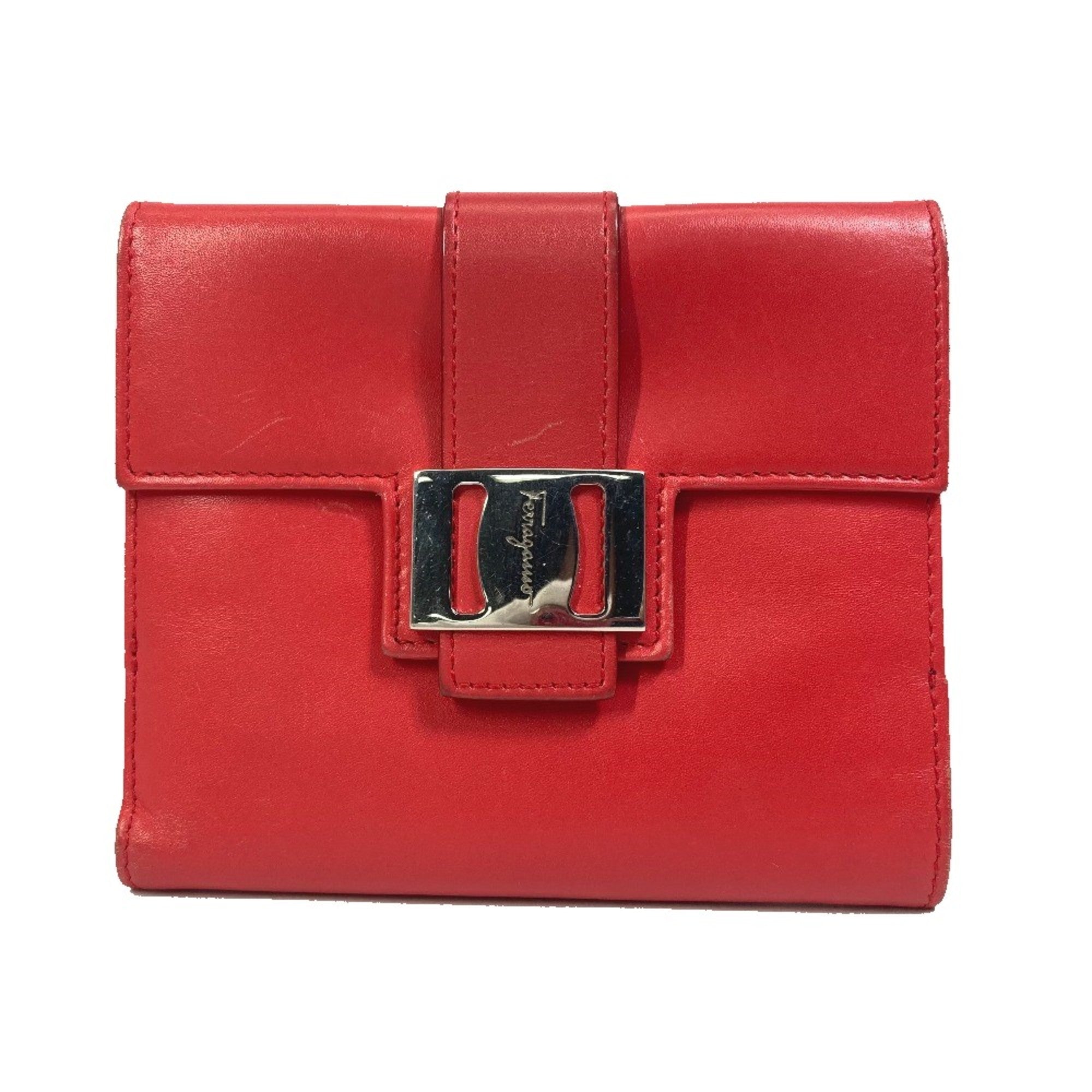 Salvatore Ferragamo Red Leather Wallet (Bi-Fold) (Pre-Owned)