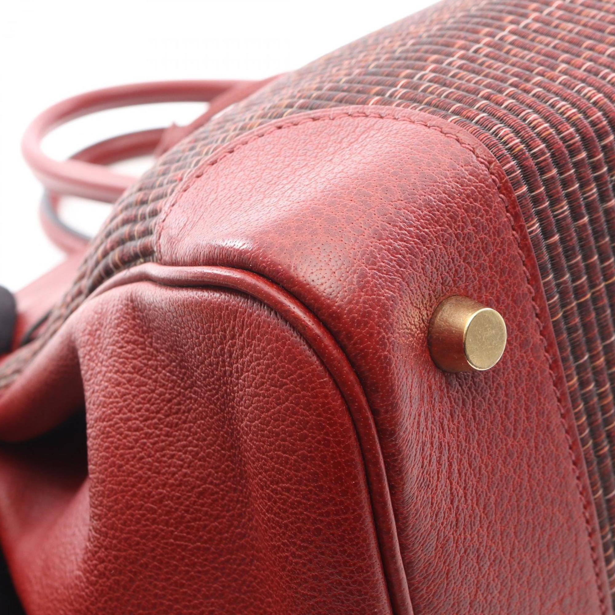 Hermes Bordeaux Rouge H Crinoline Buffle Skipper Leather Leather Handbag (Pre-Owned)