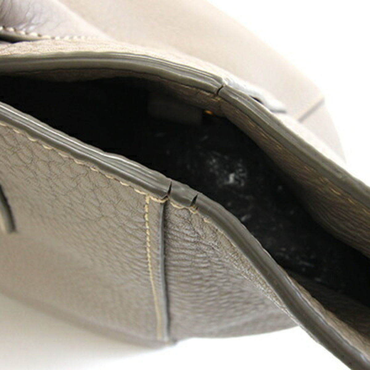 Prada Grayish Leather Handbag Shoulder Bag Tote Bag (Pre-Owned)