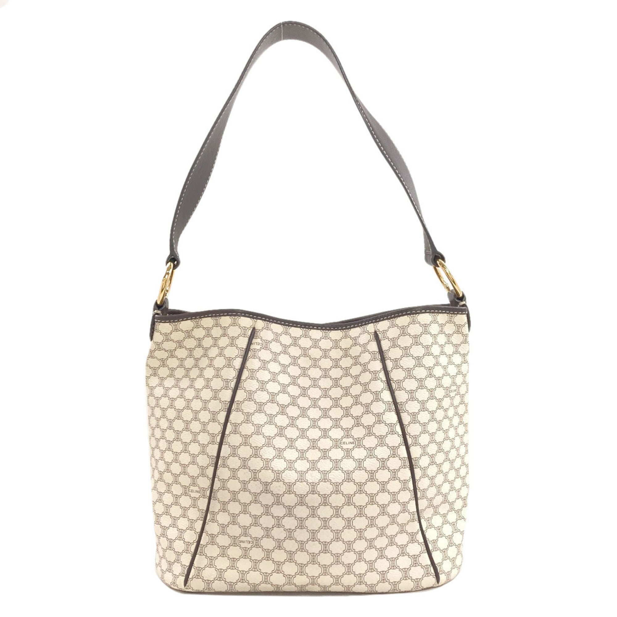 Celine Dark Brown White Pvc Leather Shoulder Bag (Pre-Owned)