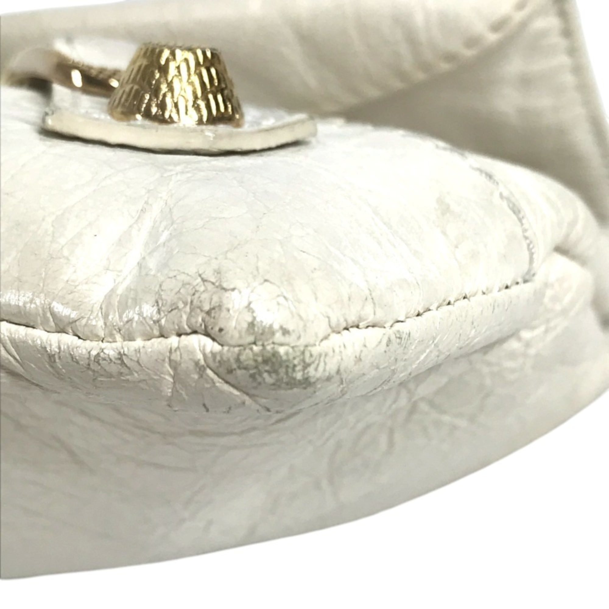 Balenciaga Gold White Leather Clutch Bag Handbag Pouch (Pre-Owned)