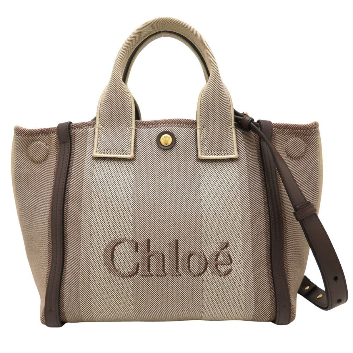 Chloé Brown Coal Canvas Leather Tote Bag (Pre-Owned)