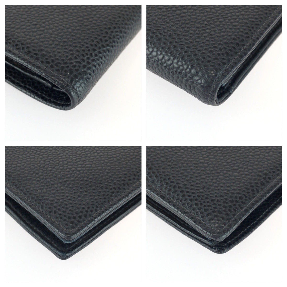 Chanel Black Leather Middle Wallet (Bi-Fold) (Pre-Owned)