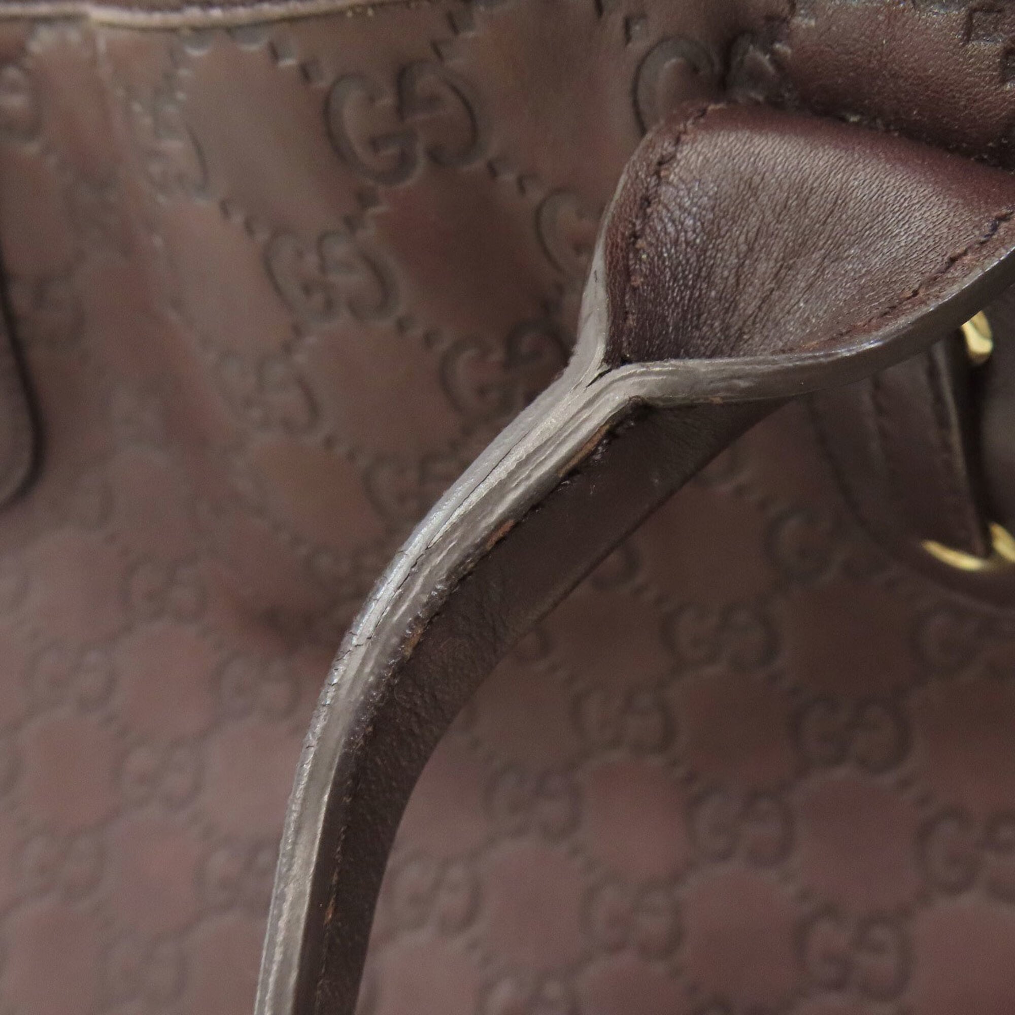Gucci Dark Brown Leather Tote Bag (Pre-Owned)