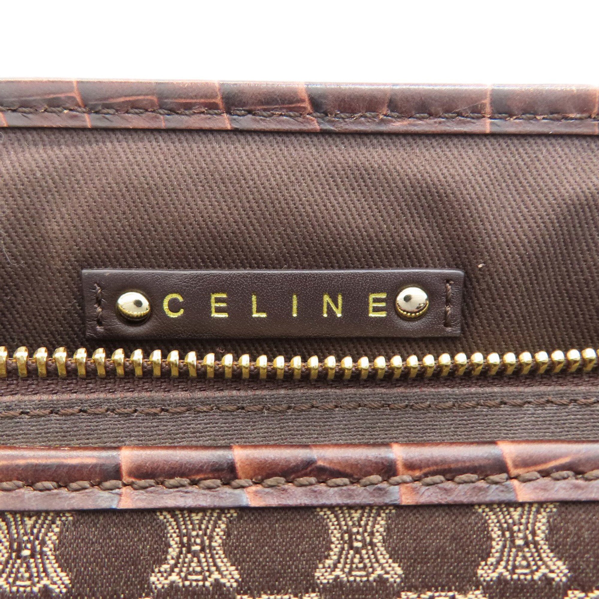 Celine Macadam Brown Canvas Leather Handbag (Pre-Owned)