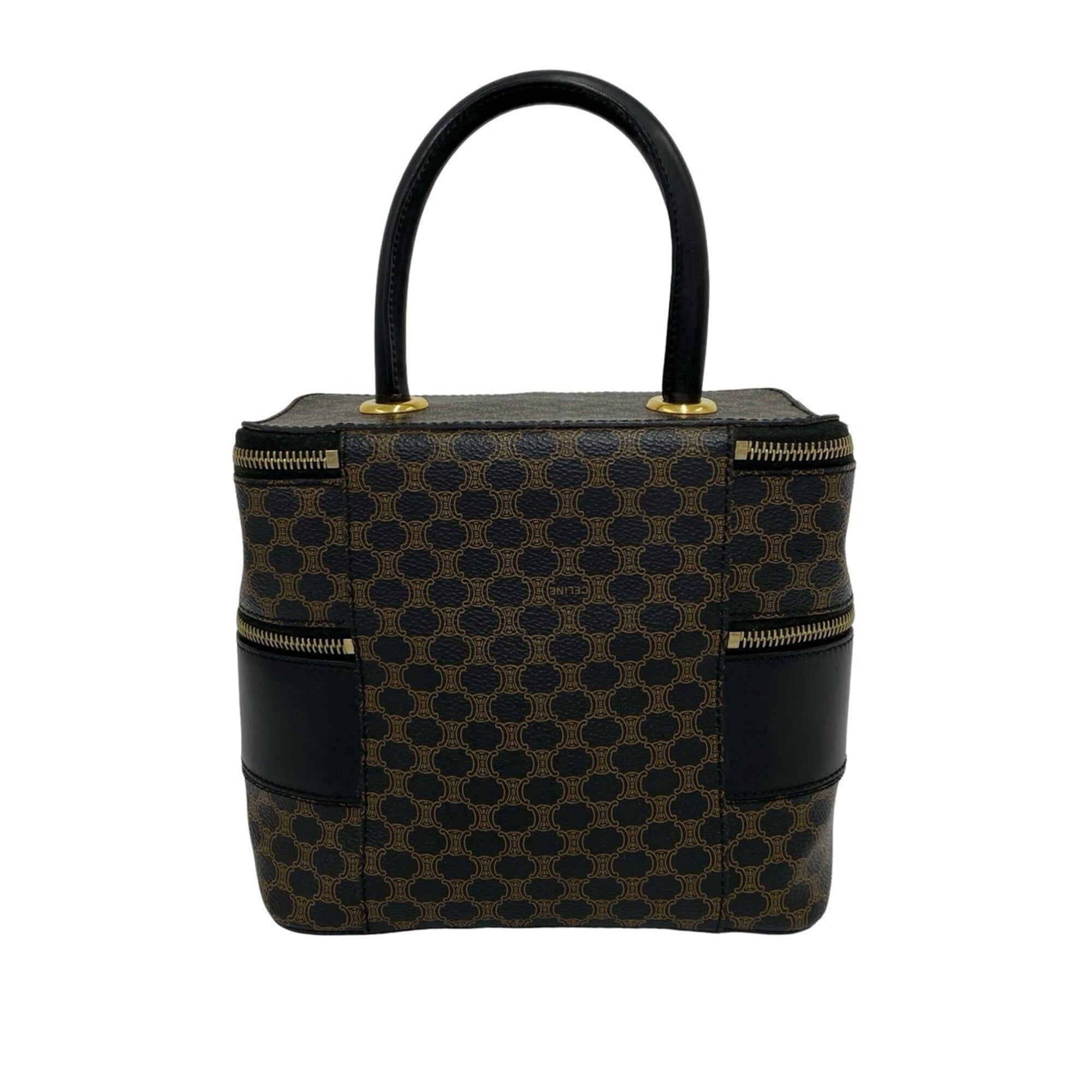 Celine Black Brown Leather Pvc Handbag Vanity Bag (Pre-Owned)