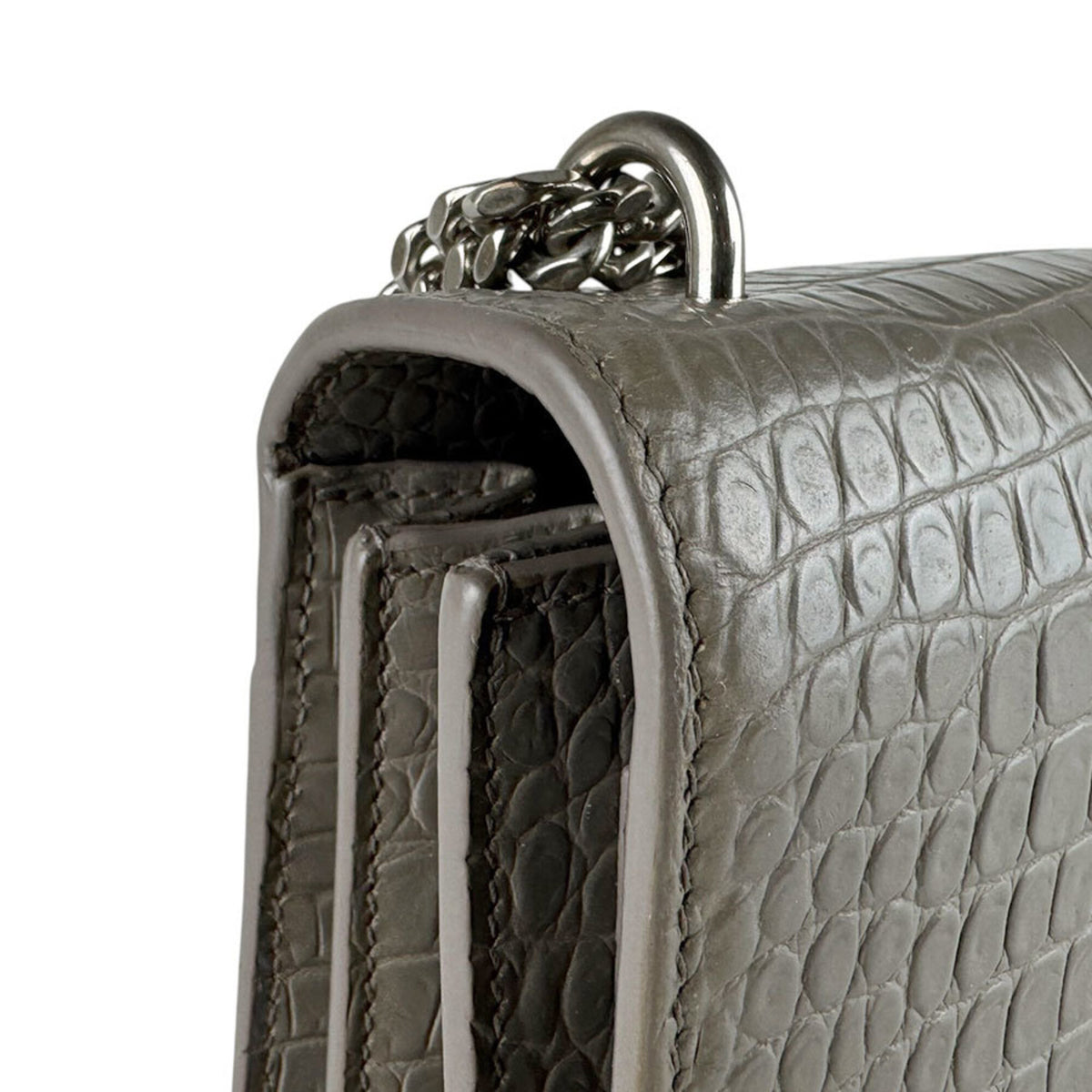 Saint Laurent Gray Leather Shoulder Bag (Pre-Owned)