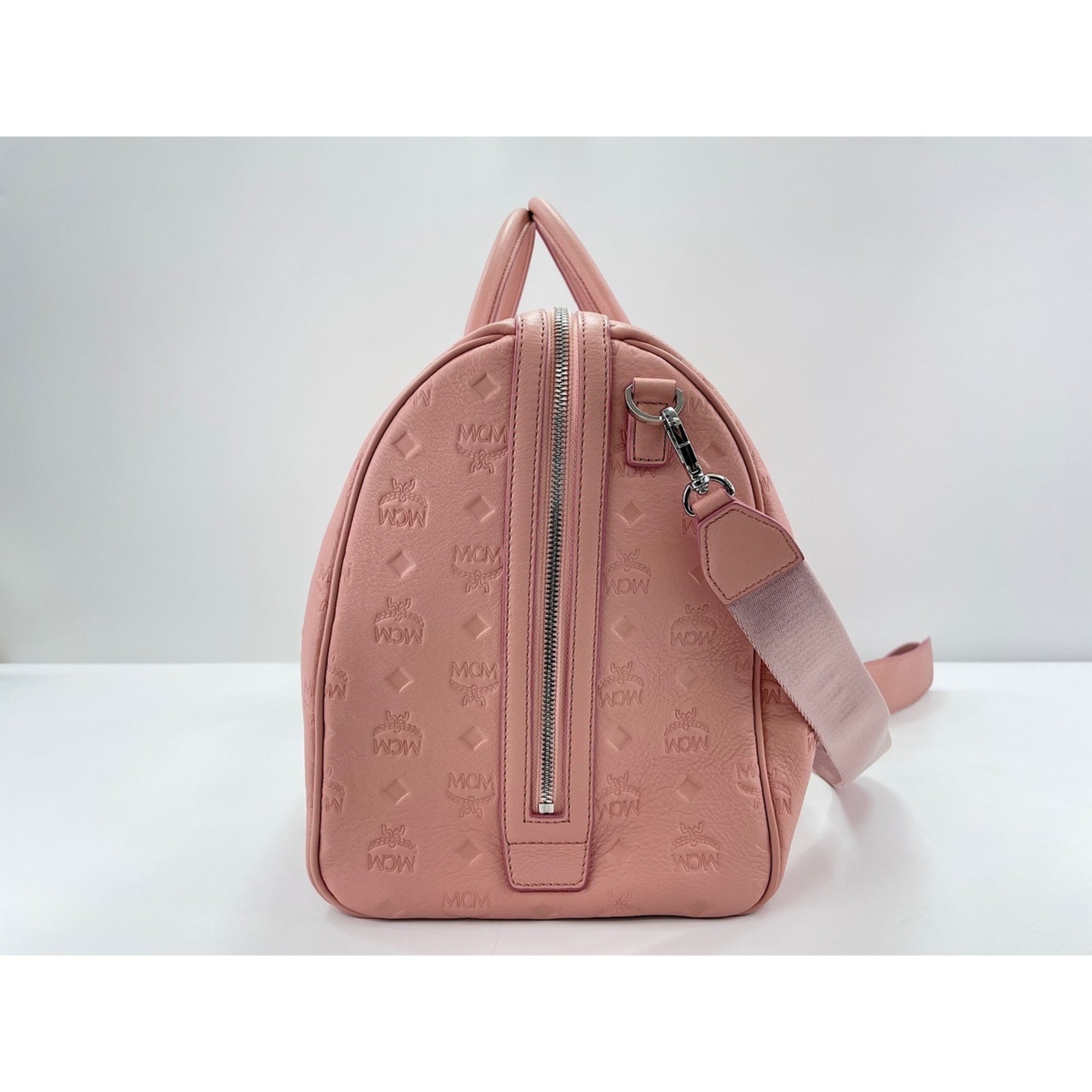 Mcm Pink Leather Boston Bag Weekend Bag (Pre-Owned)