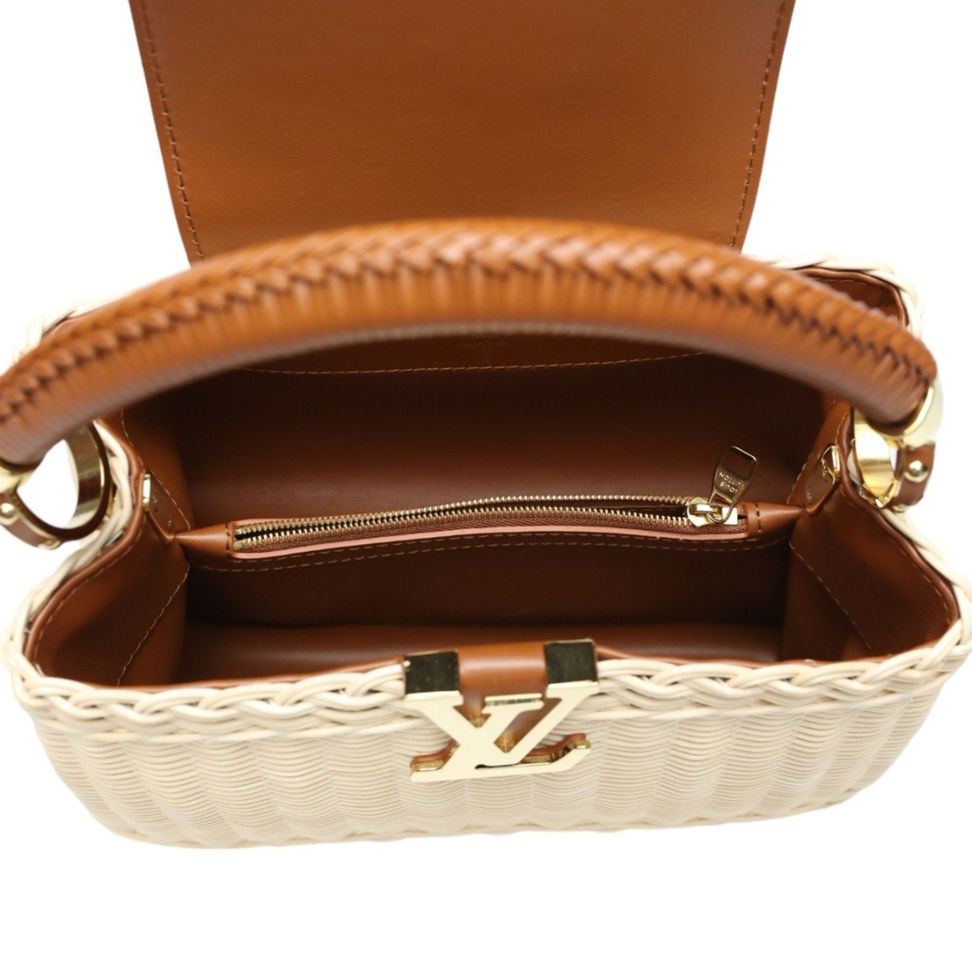 Louis Vuitton Beige Brown Leather Shoulder Bag (Pre-Owned)