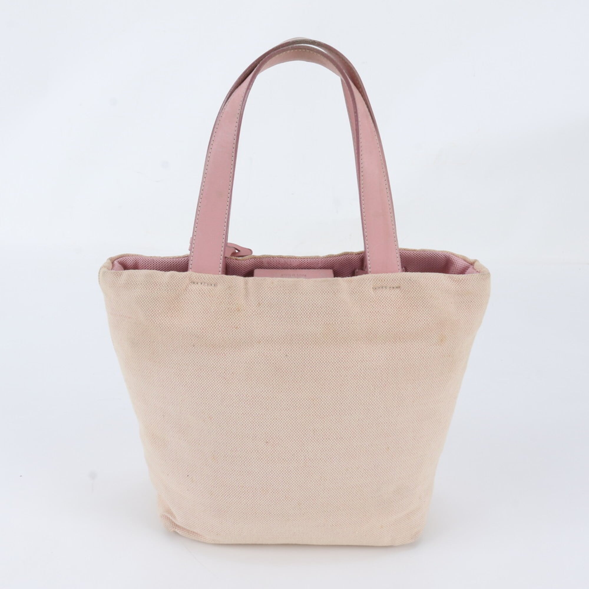 Prada Pink Leather Canvas Handbag Tote Bag (Pre-Owned)