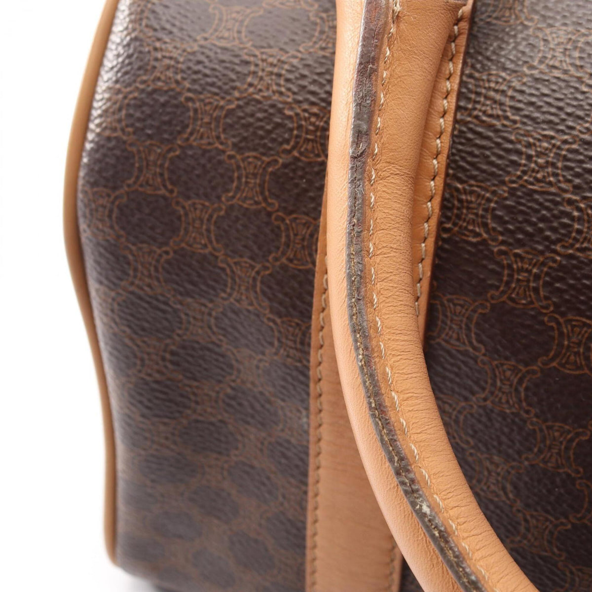 Celine Brown Coated Canvas Leather Boston Bag Handbag (Pre-Owned)