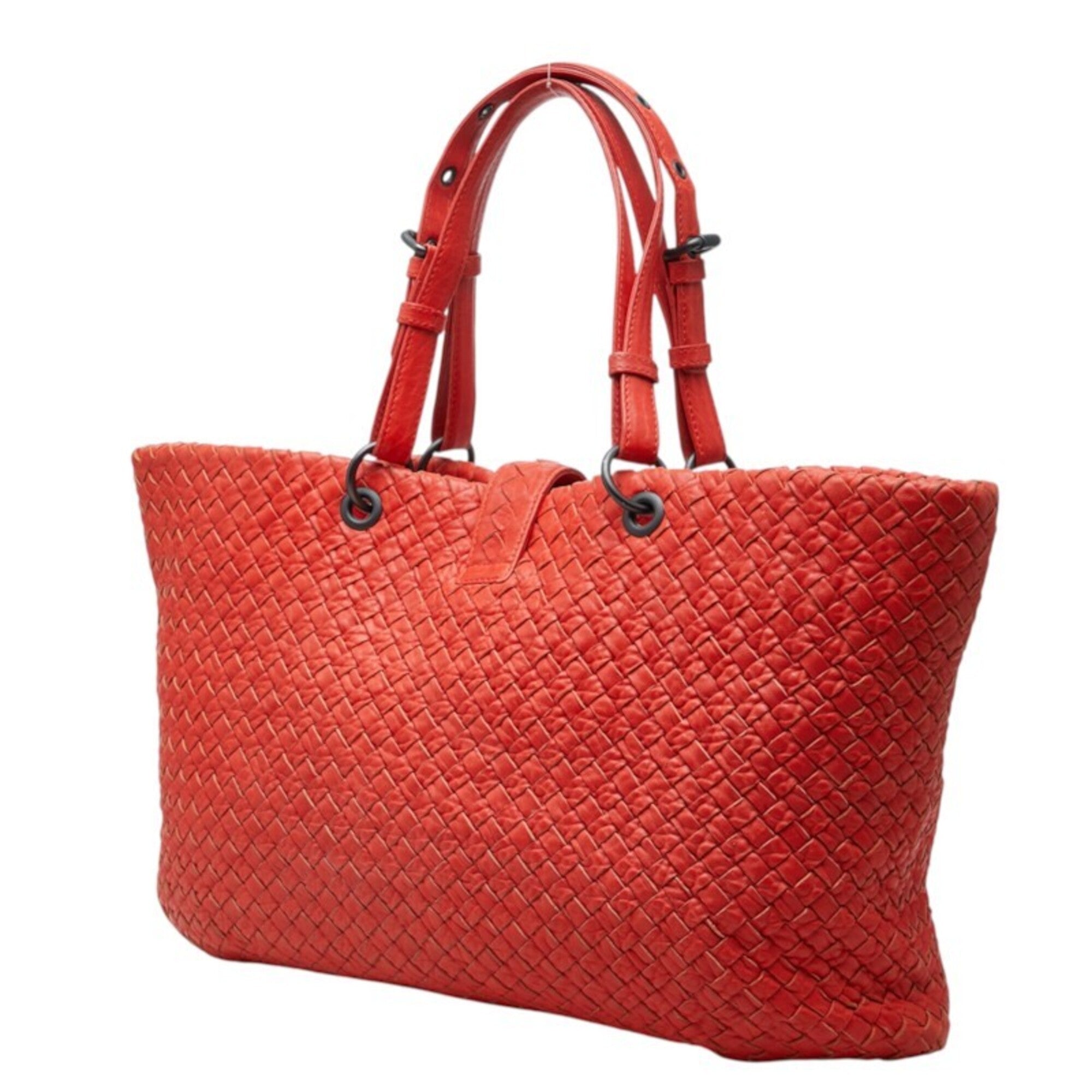 Bottega Veneta Red Color Leather Tote Bag (Pre-Owned)