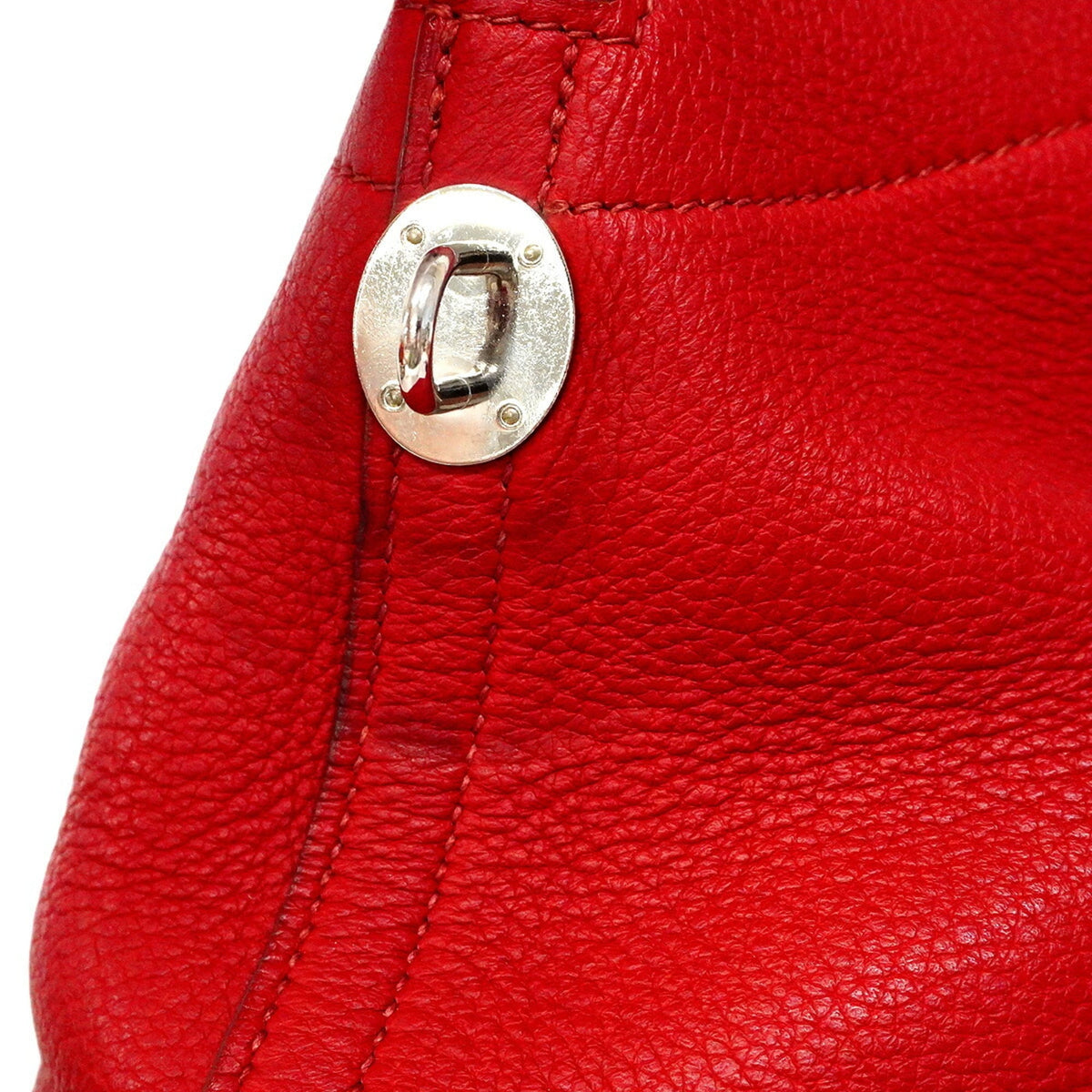 Hermes Rouge Casaque Taurillon Clemence Leather Handbag (Pre-Owned)