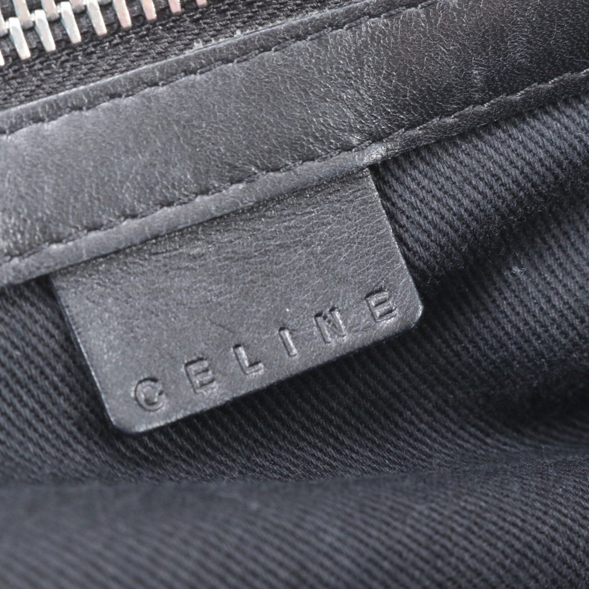 Celine Black Leather Canvas Handbag Tote Bag (Pre-Owned)
