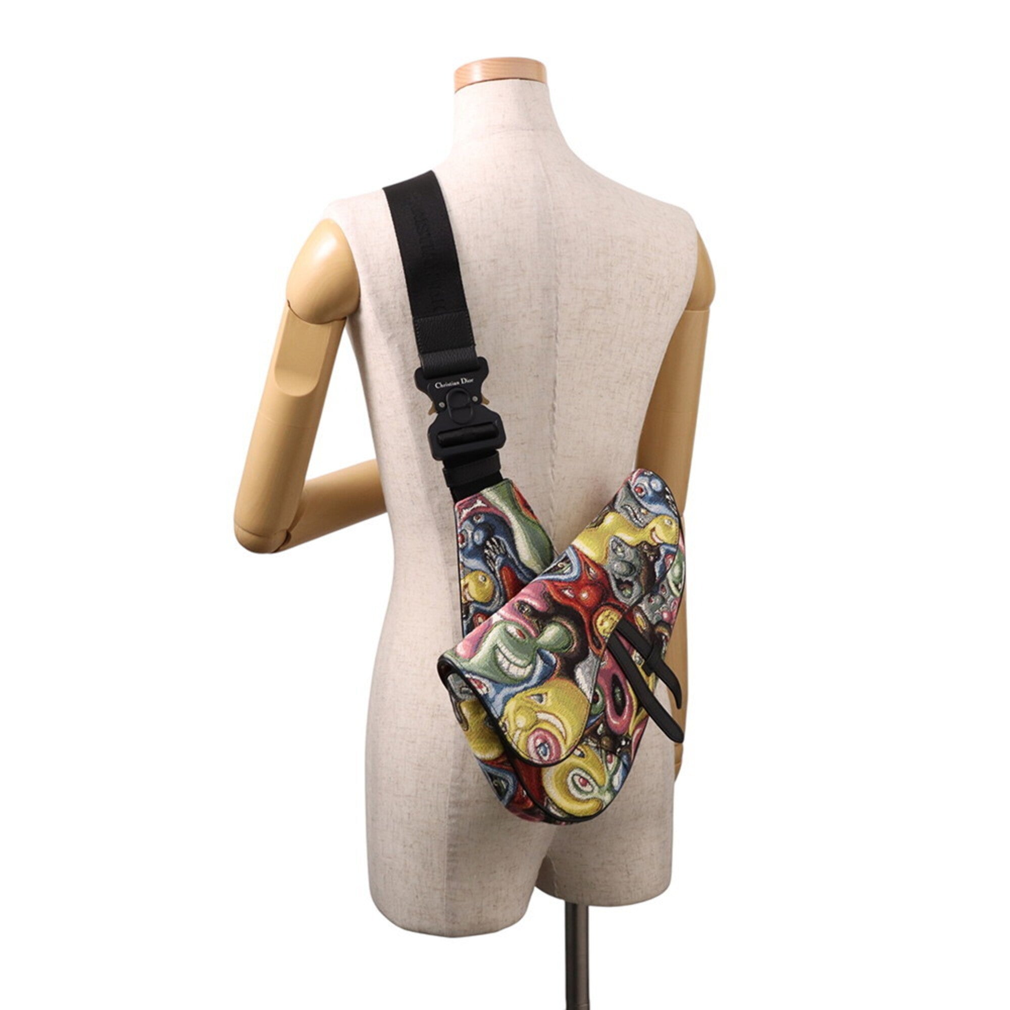 Christian Dior Multi-Color Canvas Leather Saddle Bag Sling Bag (Pre-Owned)