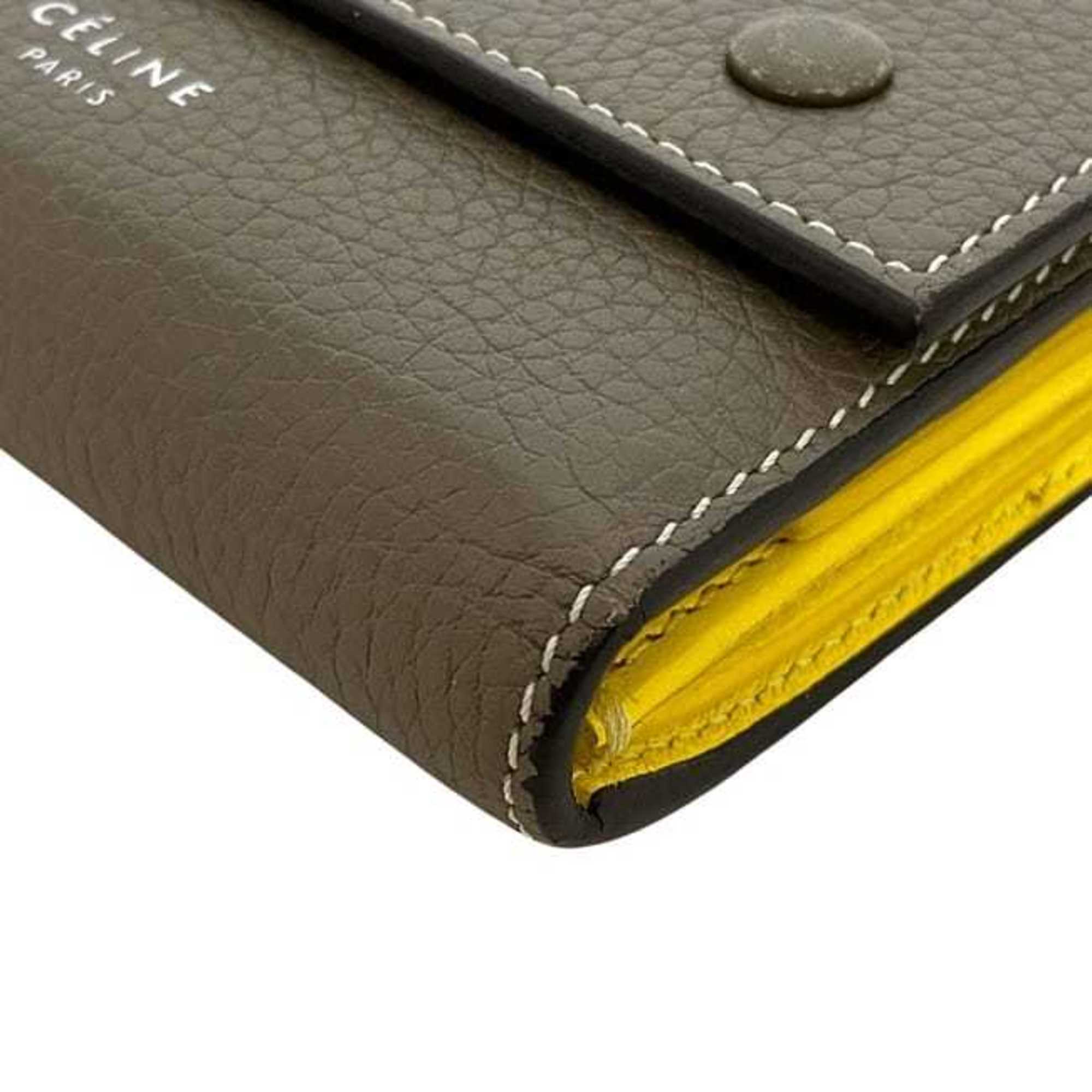 Celine Gray Yellow Leather Wallet (Tri-Fold) (Pre-Owned)