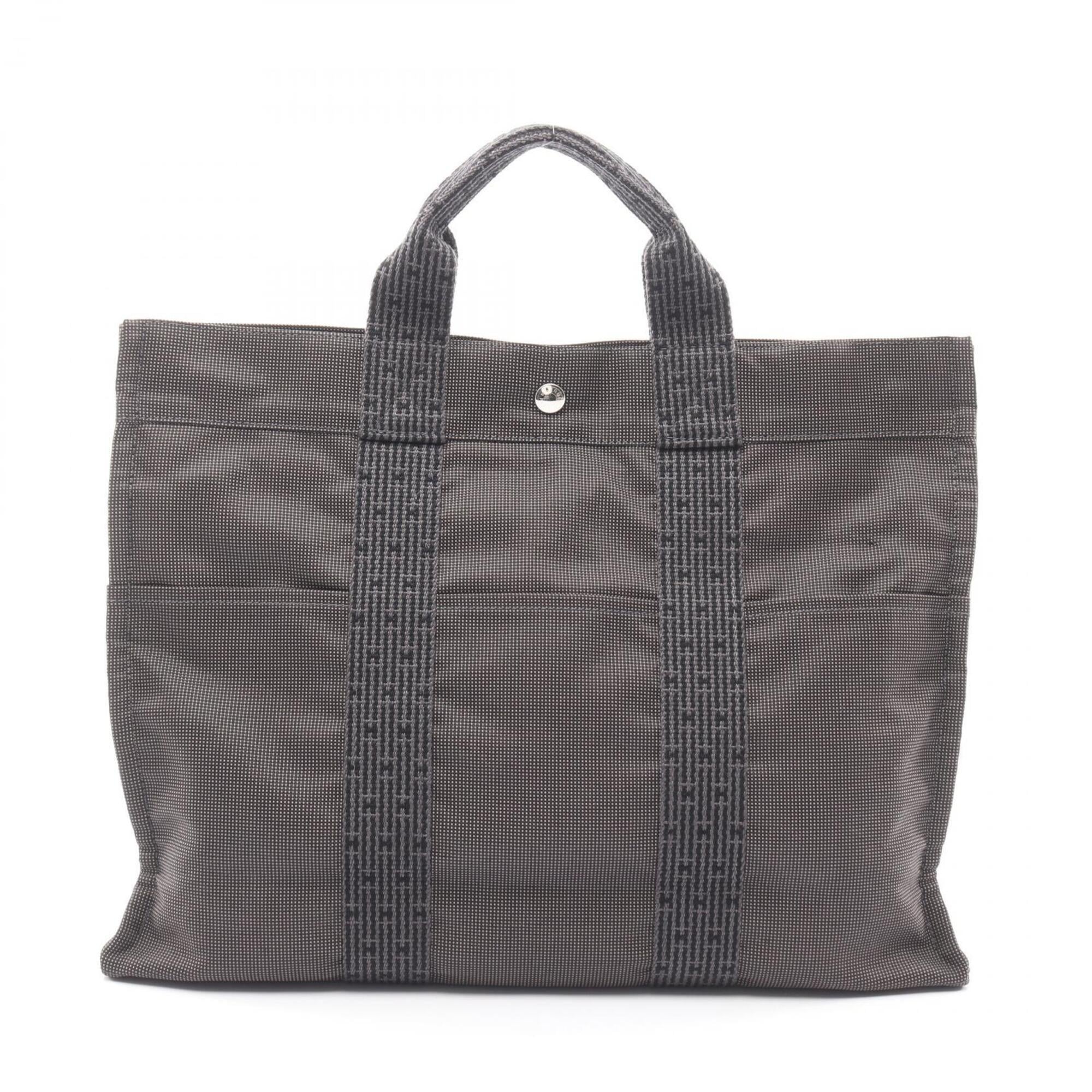 Hermes Gray Nylon Canvas Handbag Tote Bag (Pre-Owned)