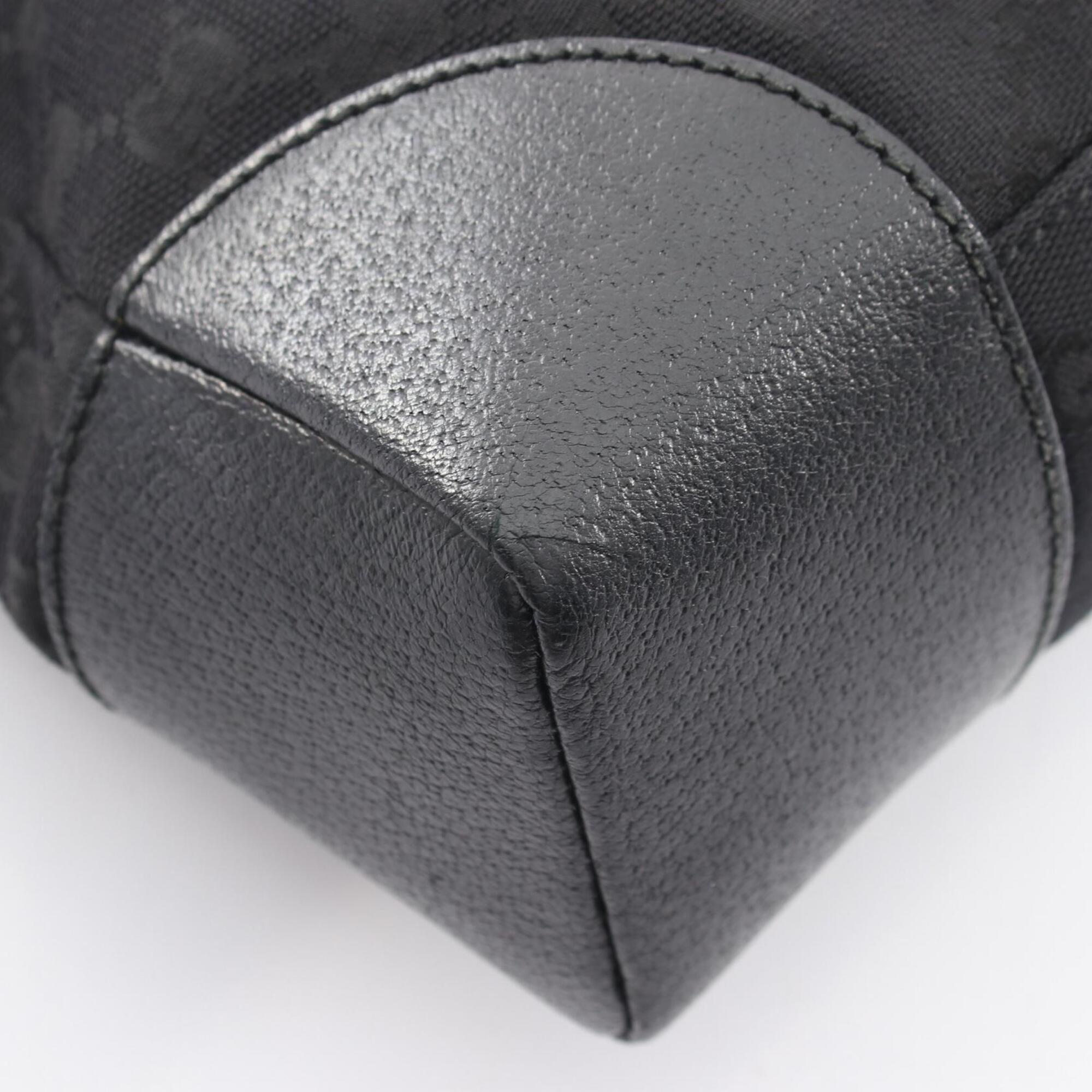Gucci Black Canvas Leather Handbag Shoulder Bag (Pre-Owned)