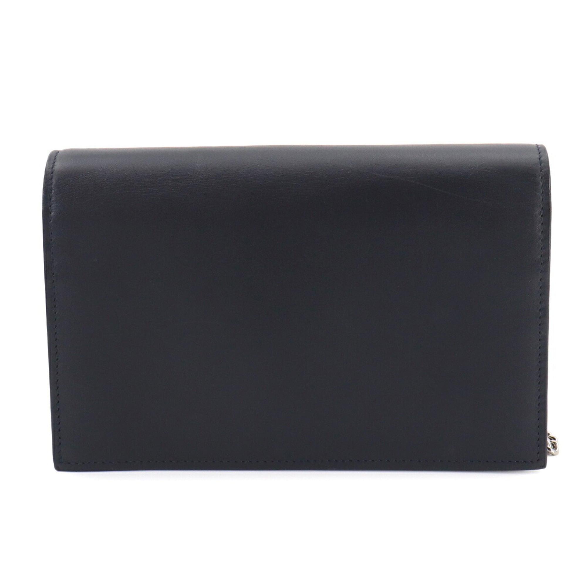 Saint Laurent Navy Leather Chain/Shoulder Wallet (Pre-Owned)