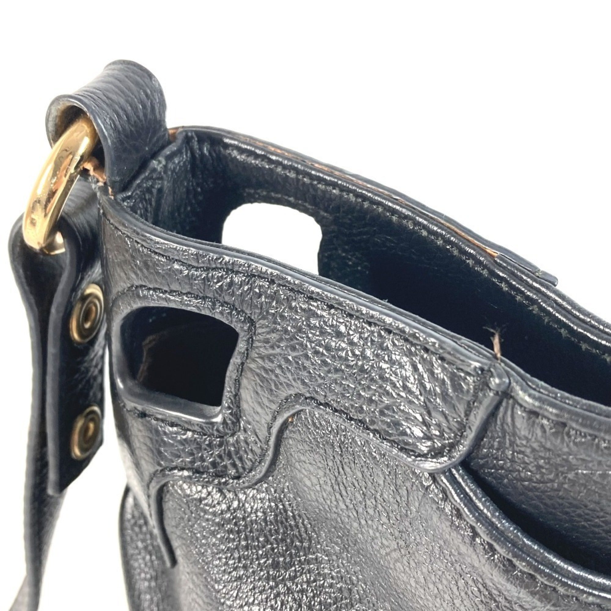 Cartier Marcello Black White Leather Shoulder Bag (Pre-Owned)