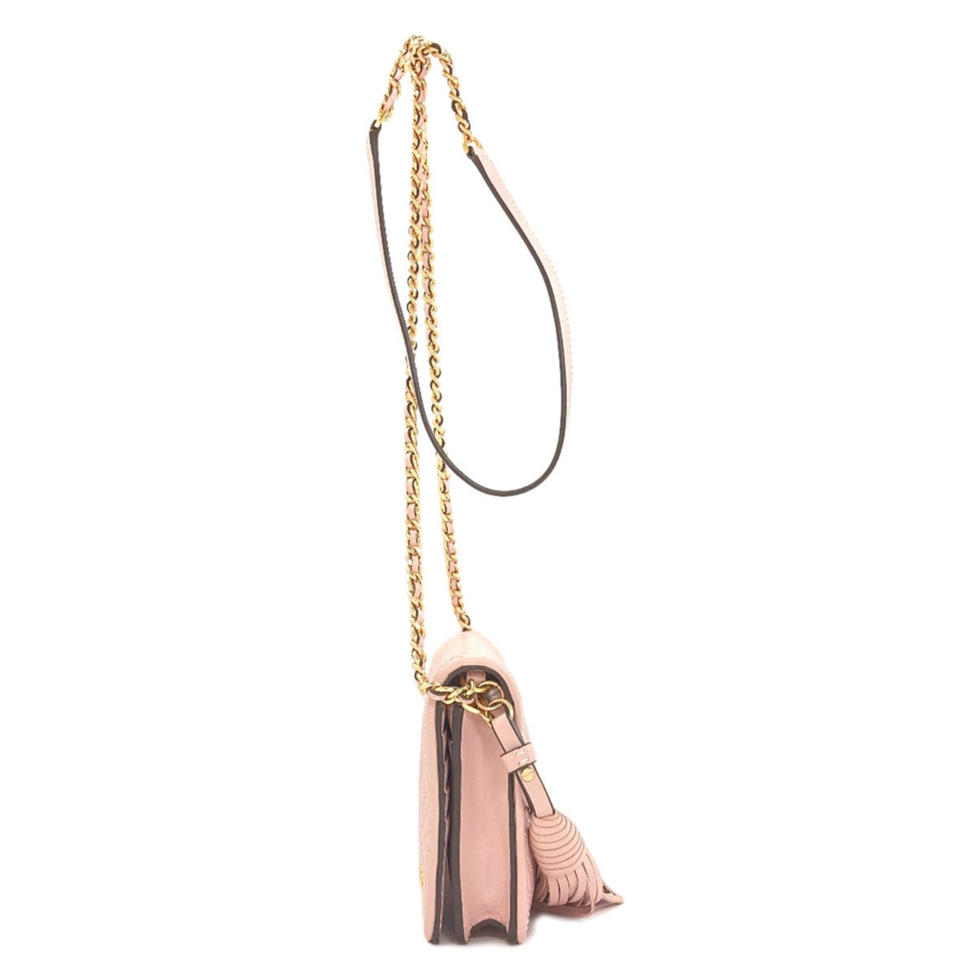 Tory Burch Pink Leather Chain/Shoulder Wallet (Pre-Owned)