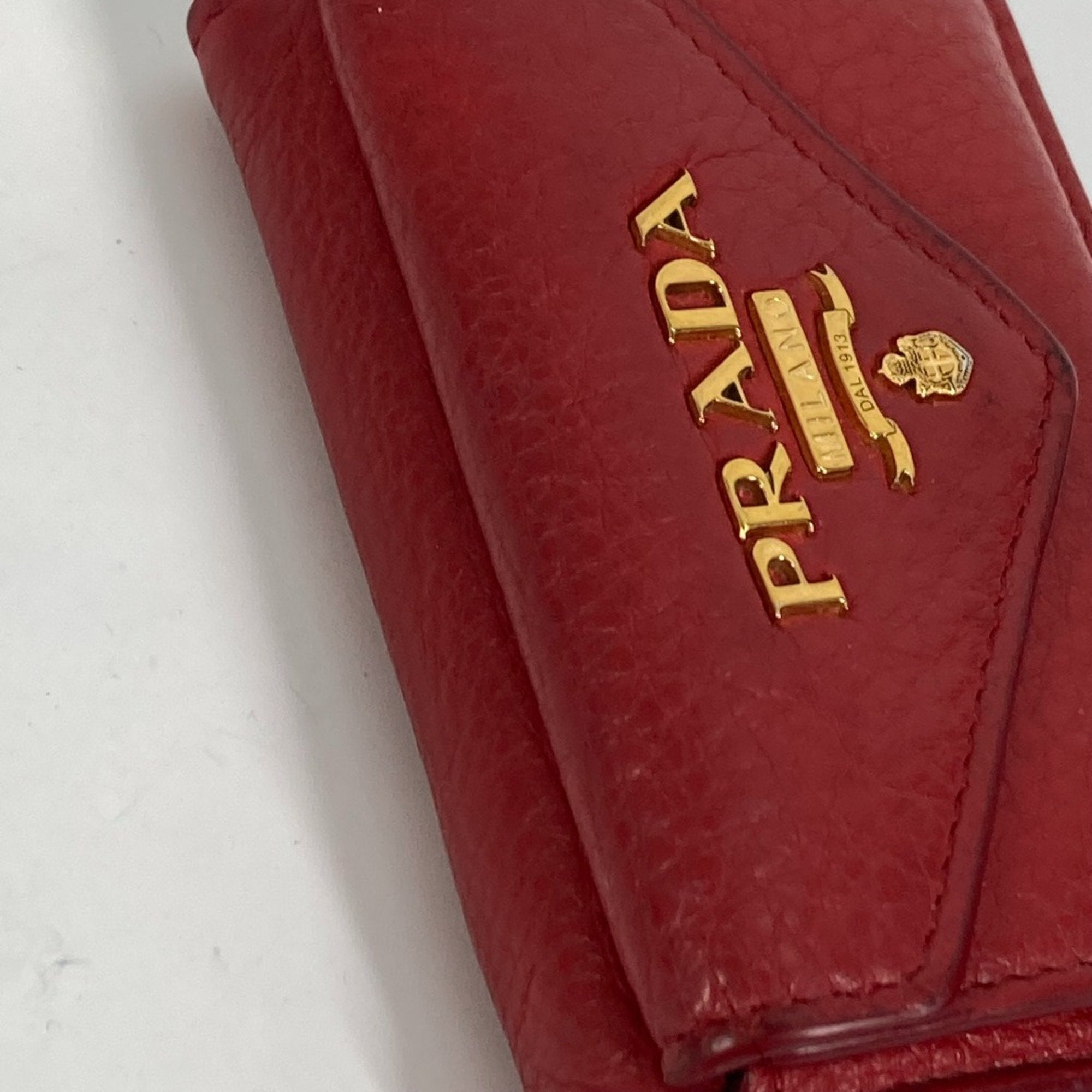 Prada Red Leather Wallet (Tri-Fold) (Pre-Owned)