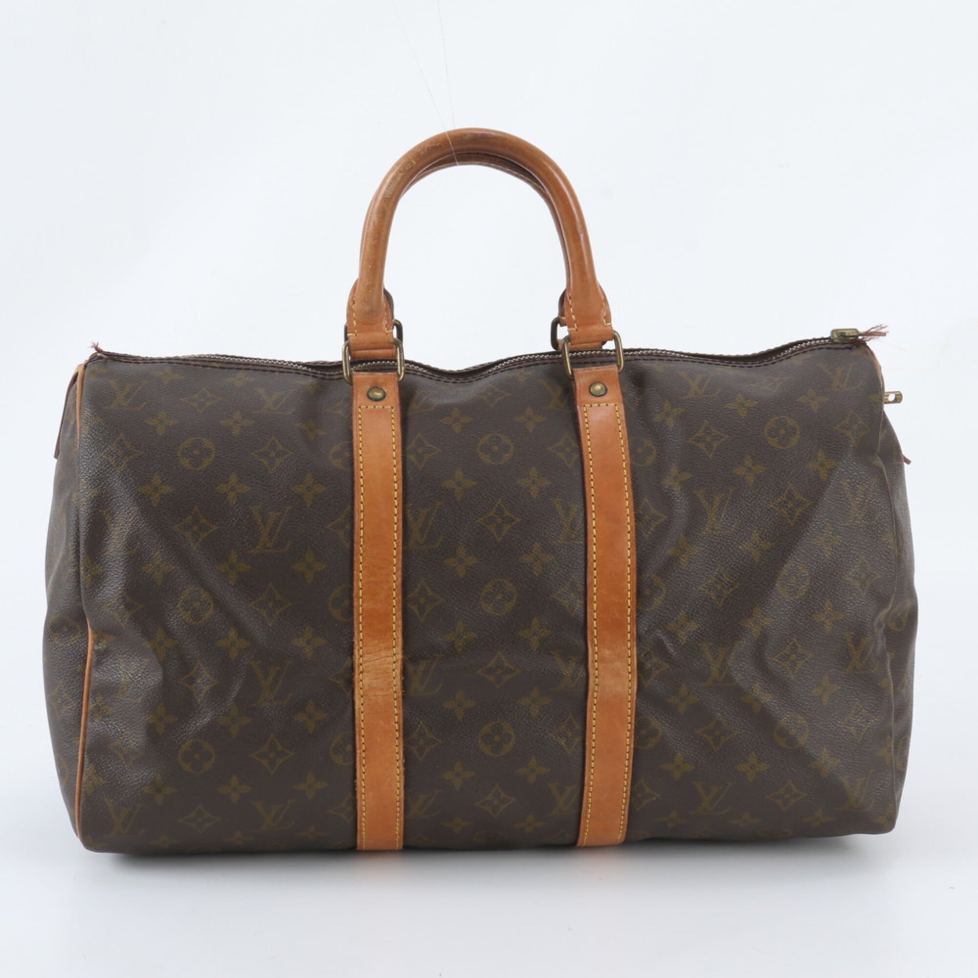Louis Vuitton Brown Leather Coated Canvas Boston Bag Tote Bag (Pre-Owned)