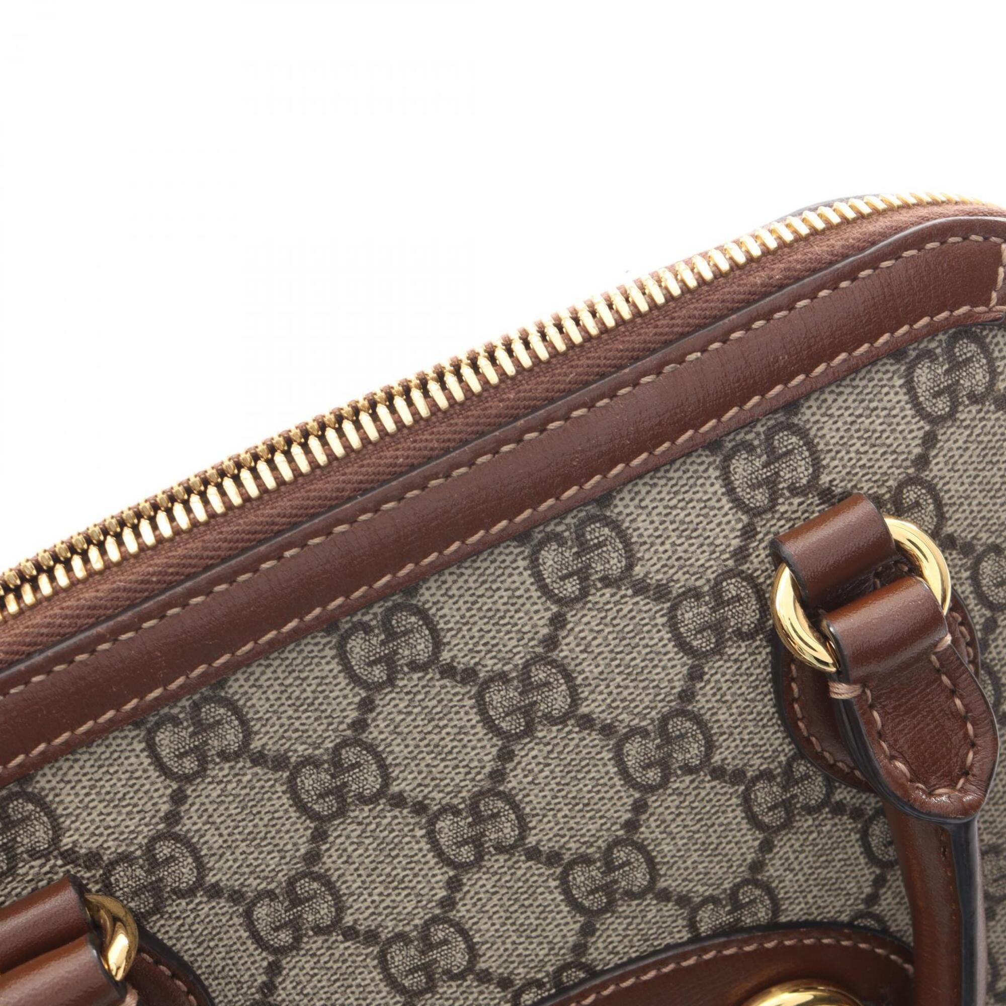 Gucci Beige Brown Pvc Leather Handbag (Pre-Owned)