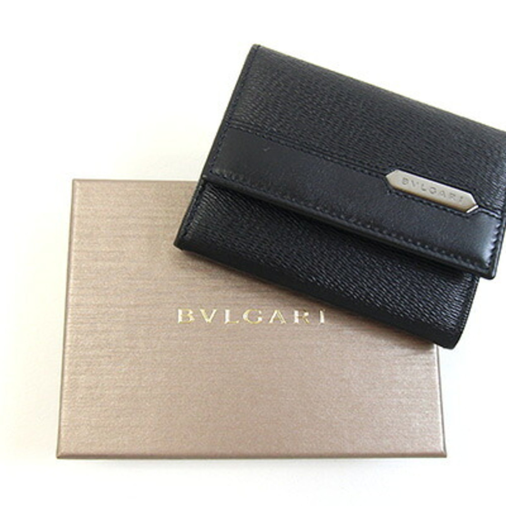 Bvlgari Black Leather Coin Purse/Coin Case (Pre-Owned)