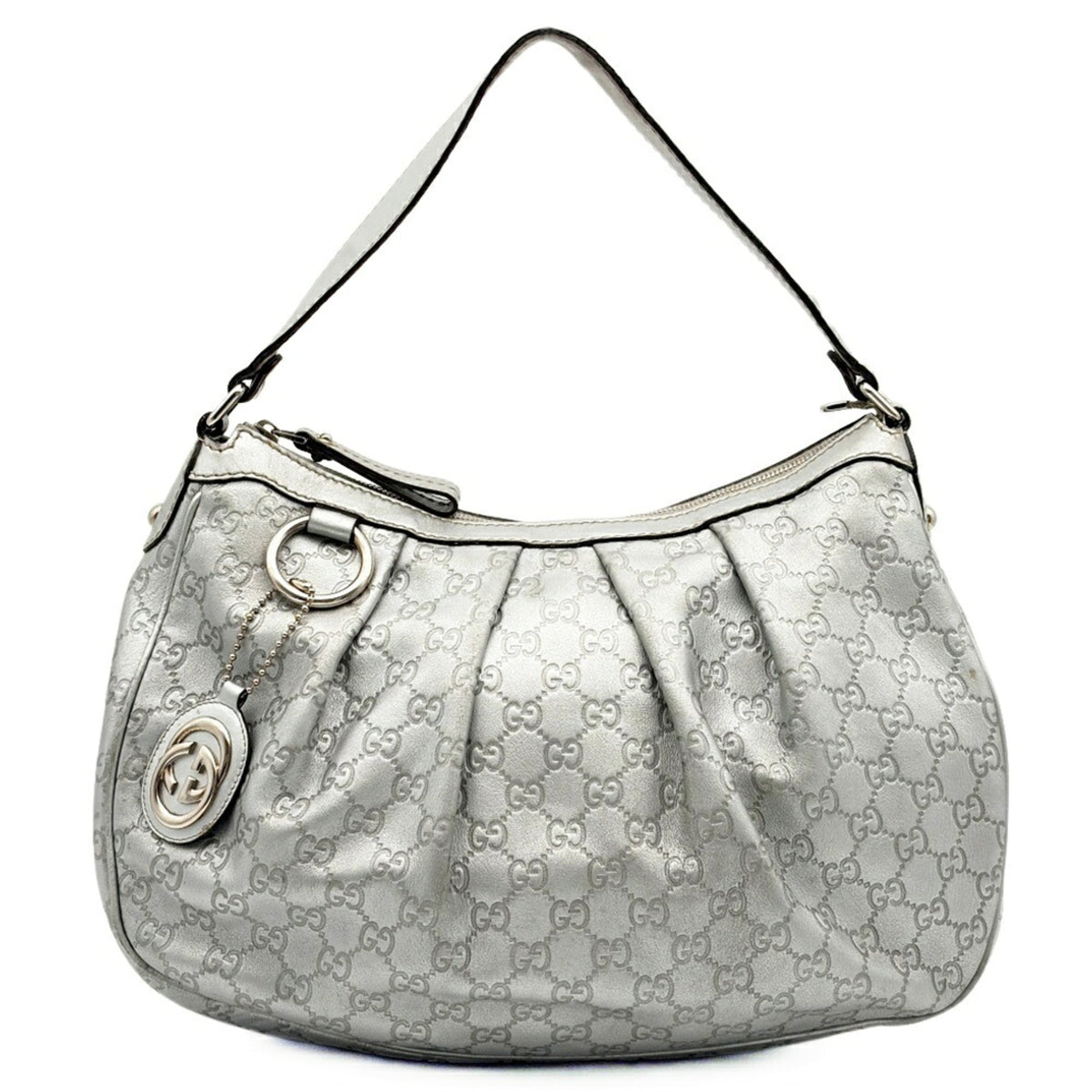 Gucci Metallic Silver Leather Shoulder Bag (Pre-Owned)