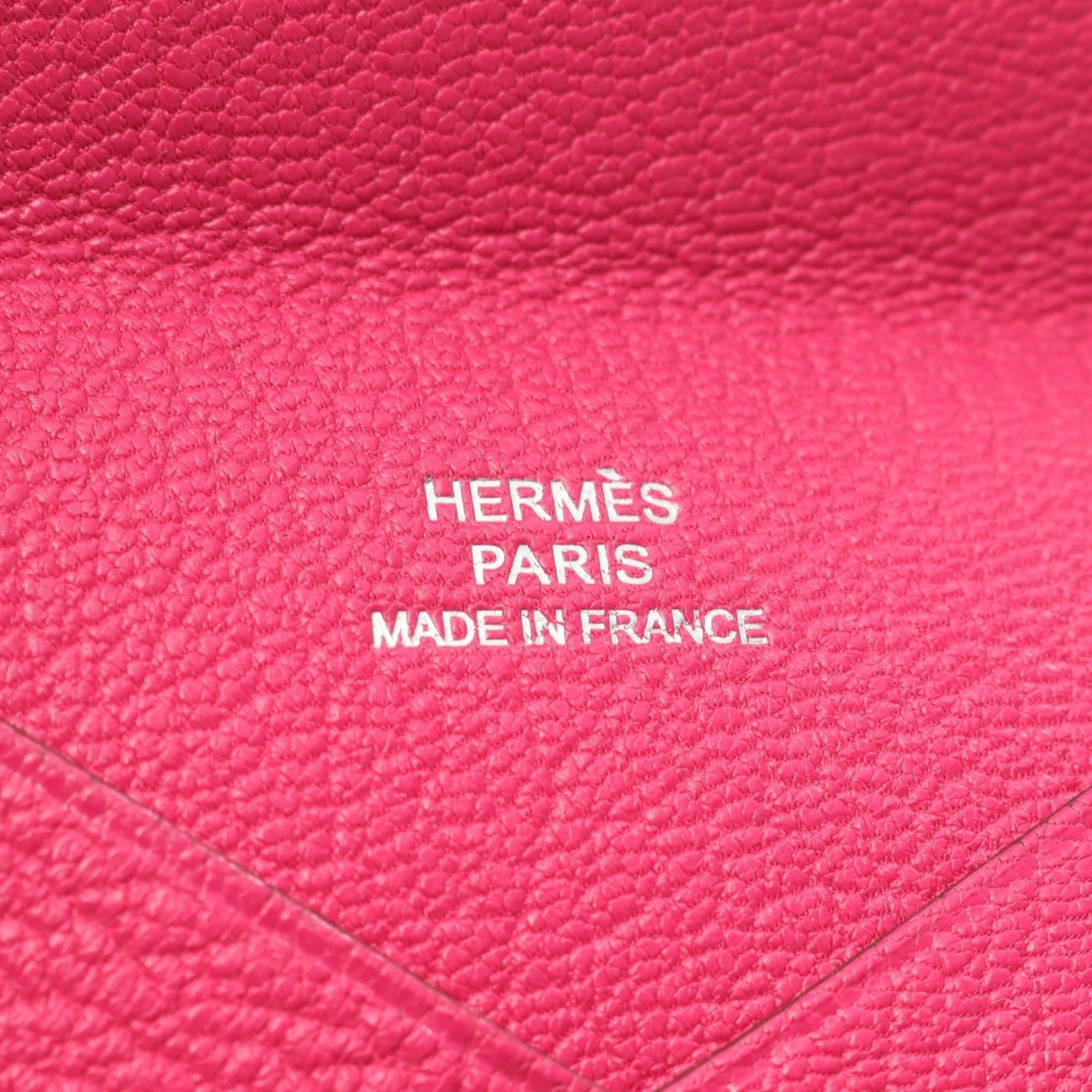 Hermes Pink Rose Shocking Chevre Leather Leather Coin Purse/Coin Case (Pre-Owned)