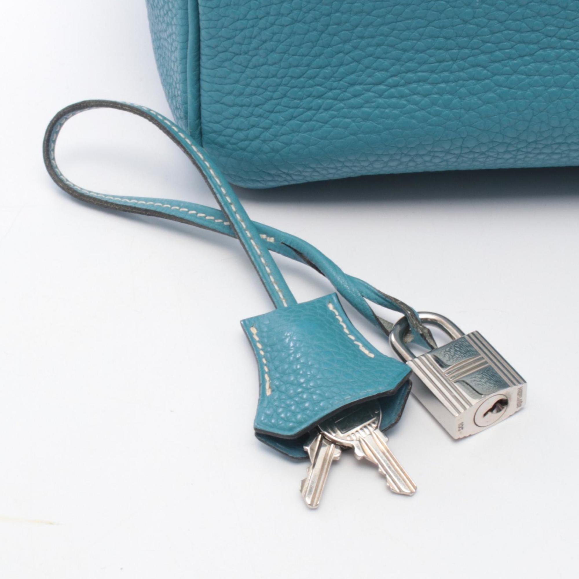 Hermes Blue Leather Handbag (Pre-Owned)