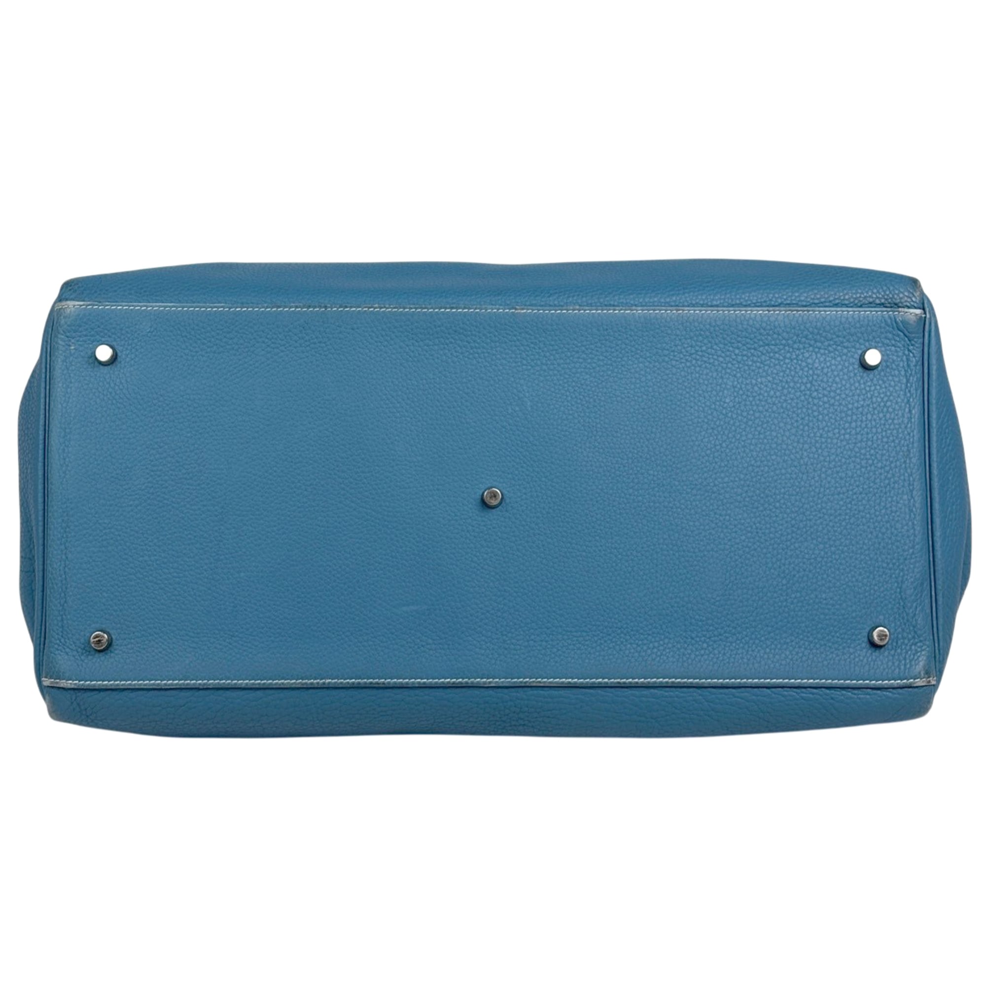 Hermes Blue Jean Togo Leather Handbag (Pre-Owned)