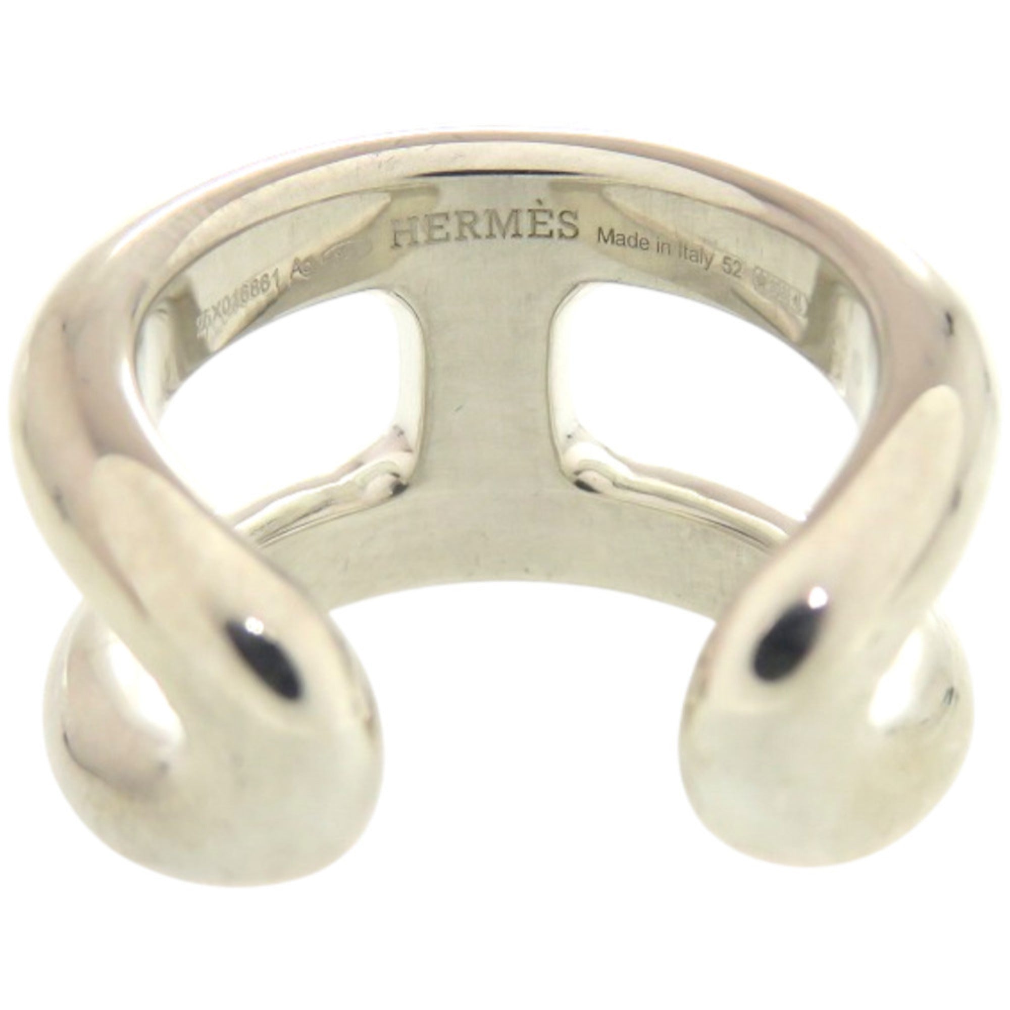 Hermes Silver Silver 925 Band Ring (Pre-Owned)