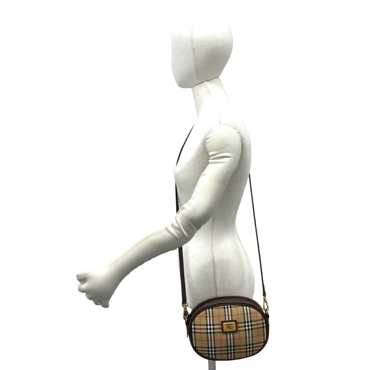 Burberry Beige Brown Canvas Leather Shoulder Bag (Pre-Owned)