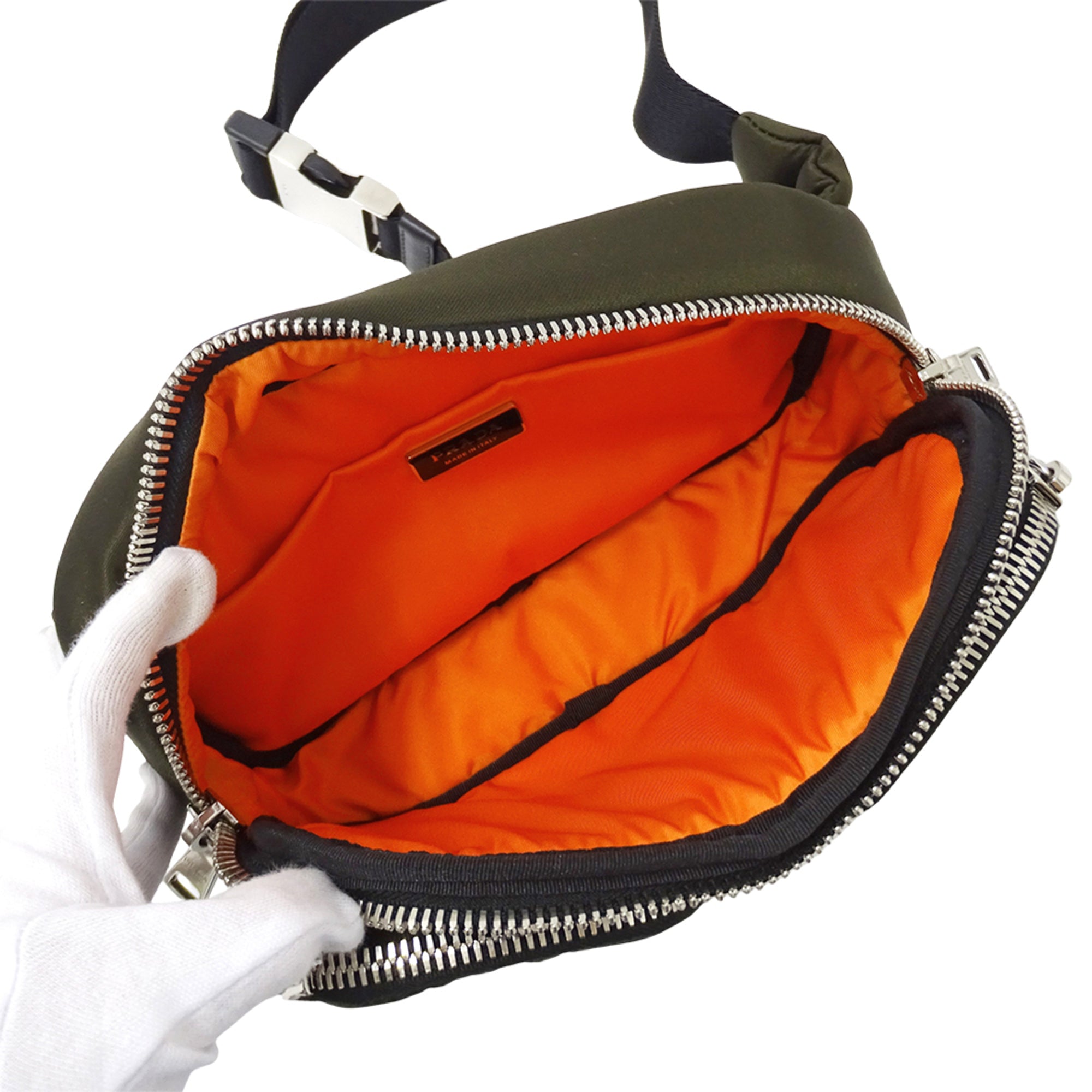 Prada Khaki Nylon Handbag Sling Bag (Pre-Owned)